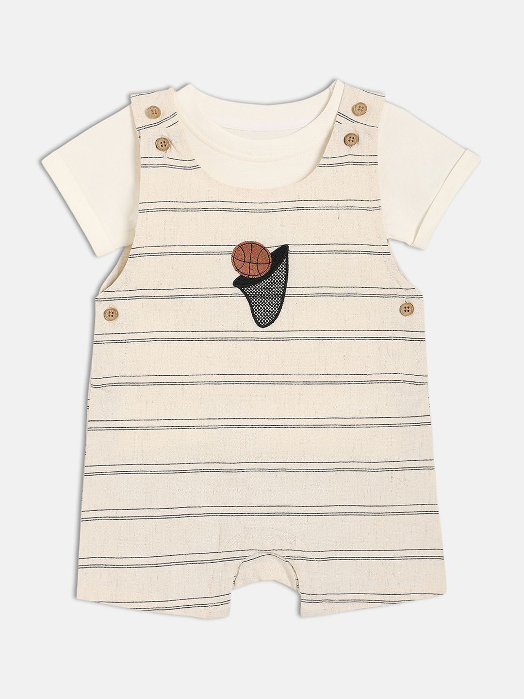 MINI KLUB Boys Striped Dungaree With Tee