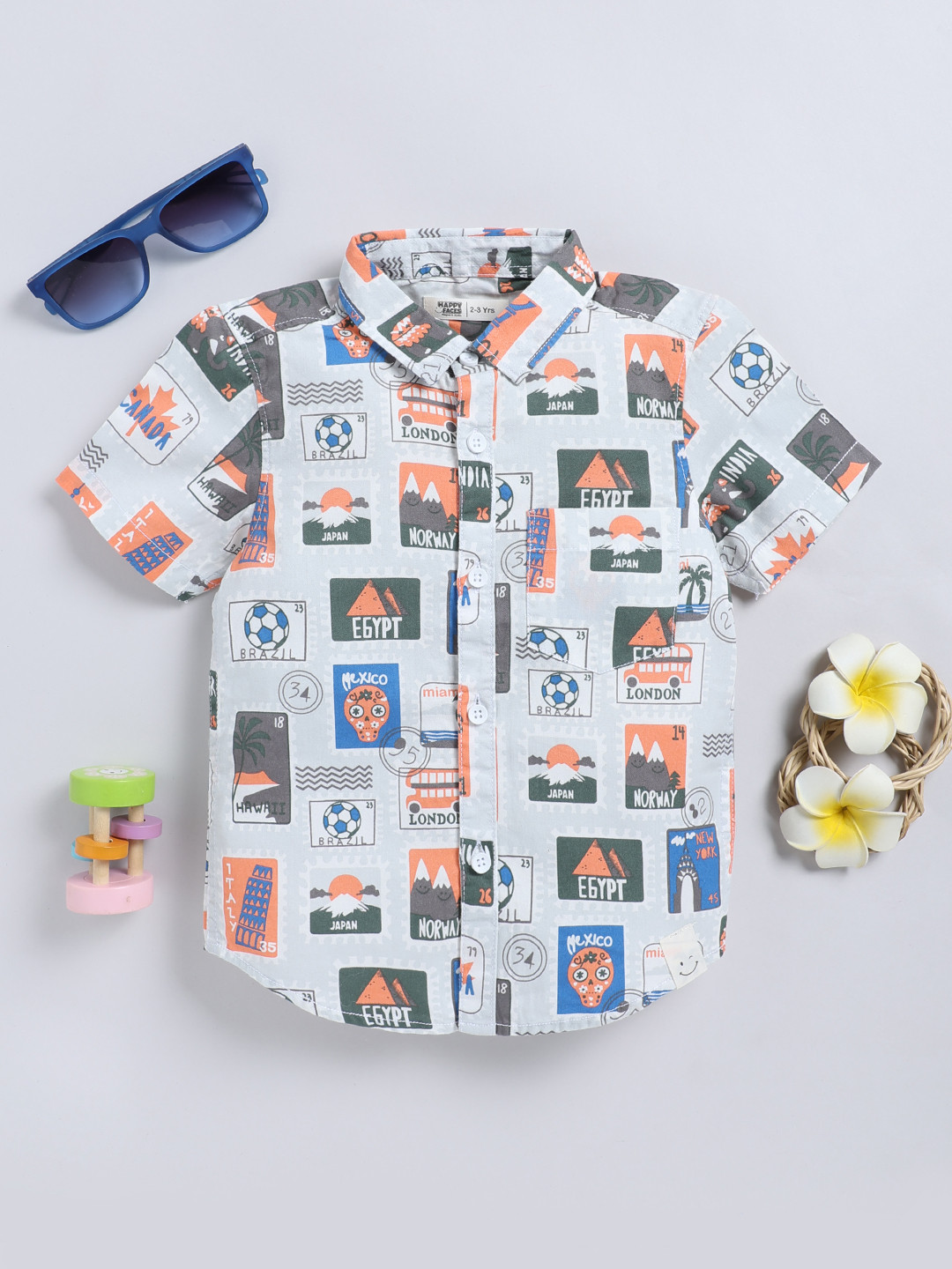 Happy Faces Kids Boys Printed Pure Cotton Casual Shirt