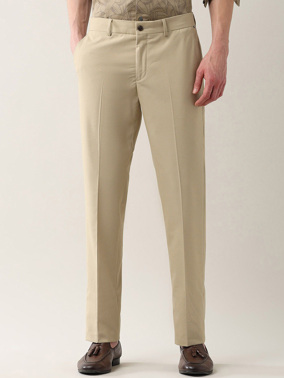 Arrow New York Men Slim Fit Classic Pleated Chinos