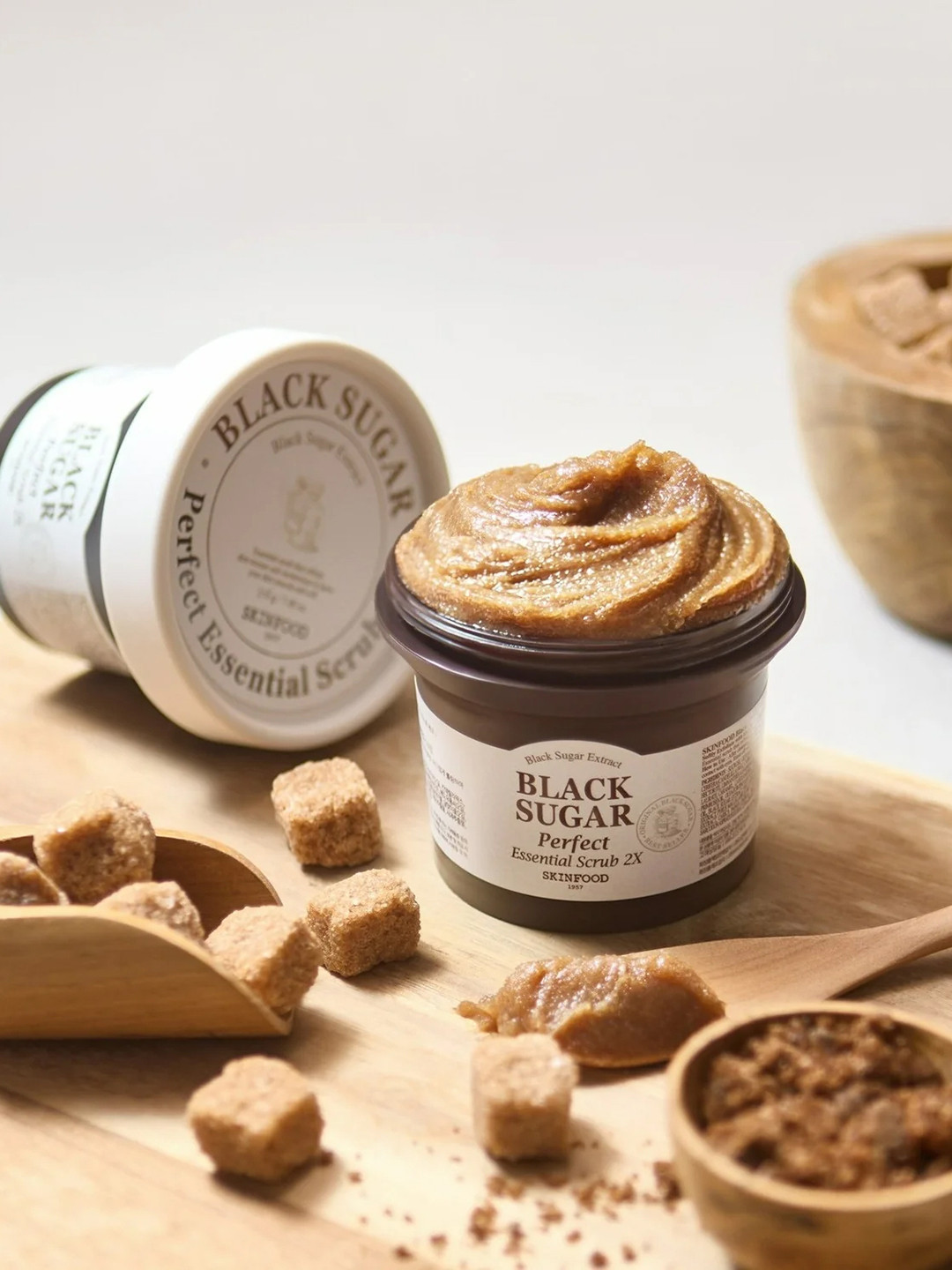 SKINFOOD Black Sugar Perfect Essential Scrub 2X with Rice Wine & Macadamia Seed Oil - 210g