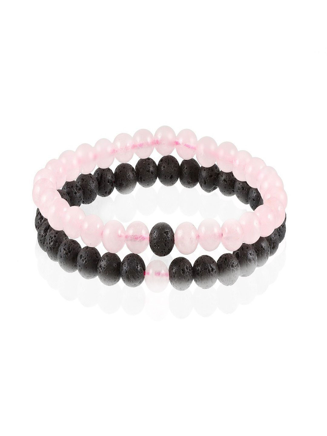 Nirvana Unisex Set Of 2 Quartz & Lava Elasticated Bracelet