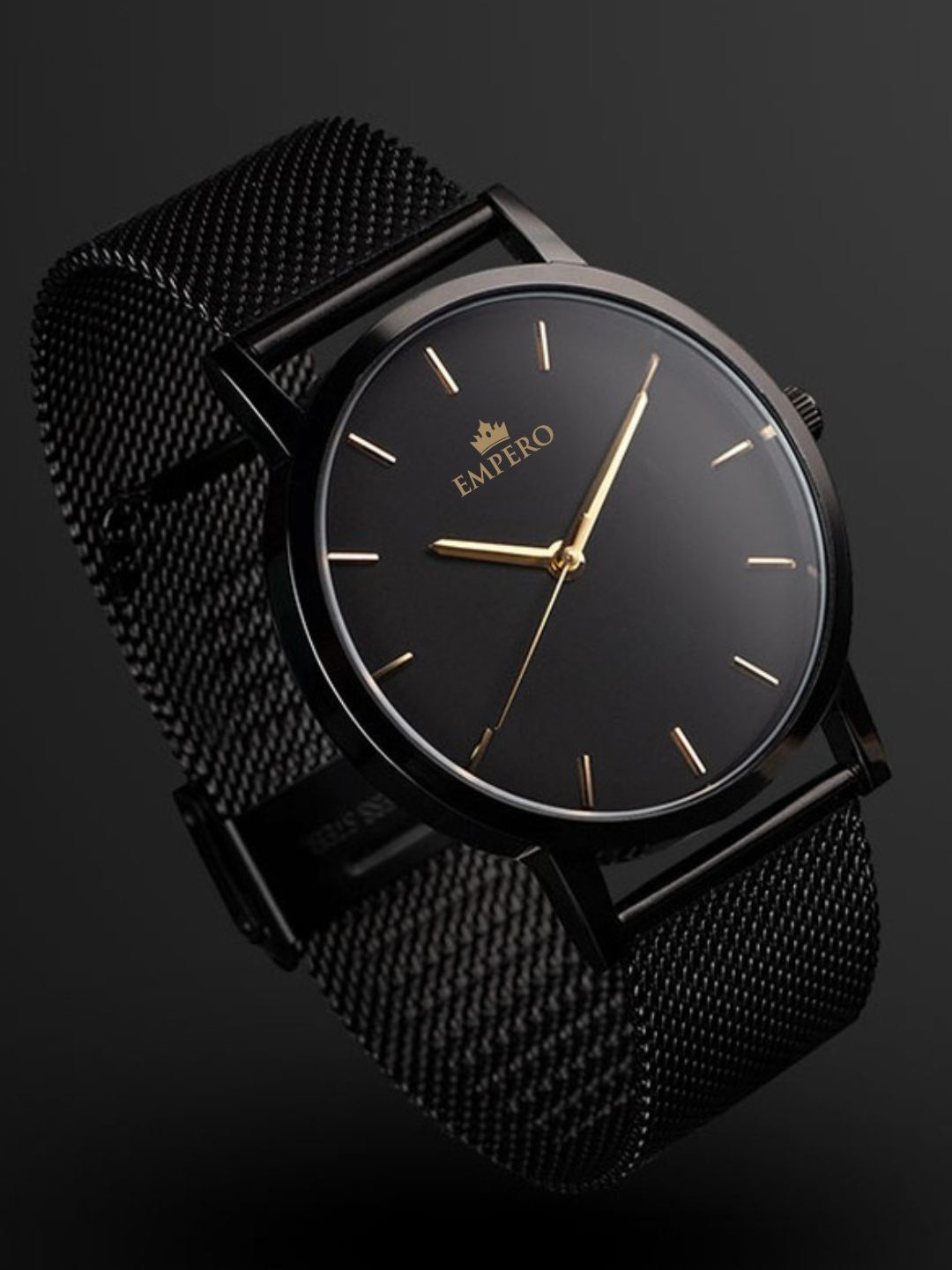 EMPERO Men Brass Dial & Stainless Steel Straps Analogue Watch EAB104 Black Black Dial G