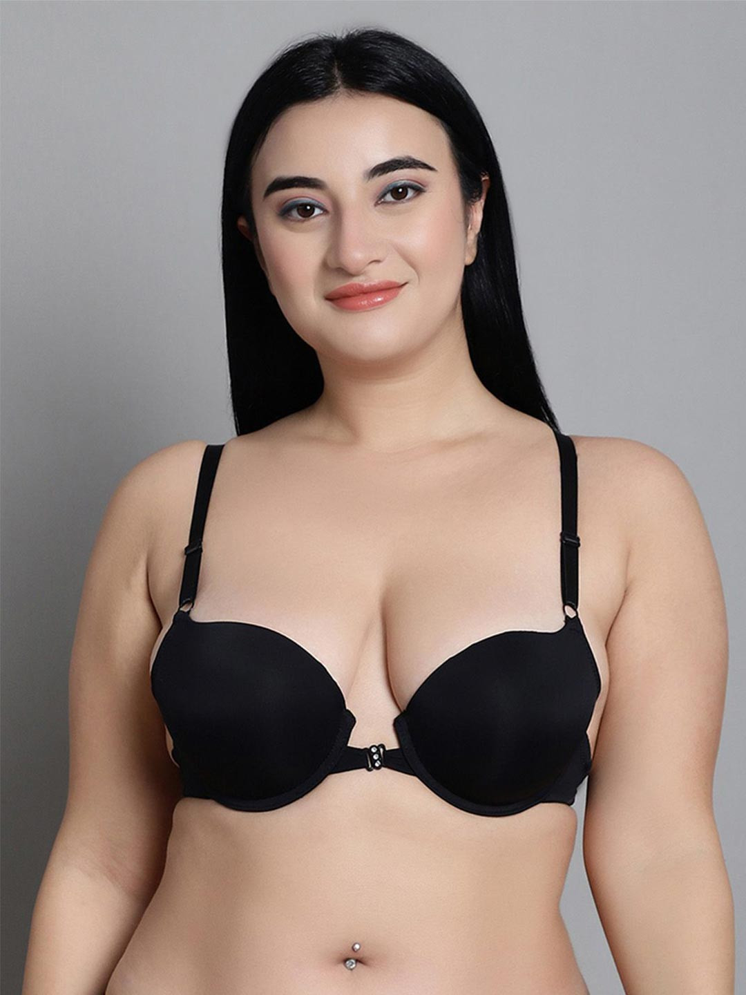 MAKCLAN Women Medium Coverage Lightly Padded Low Back Plunge Bra