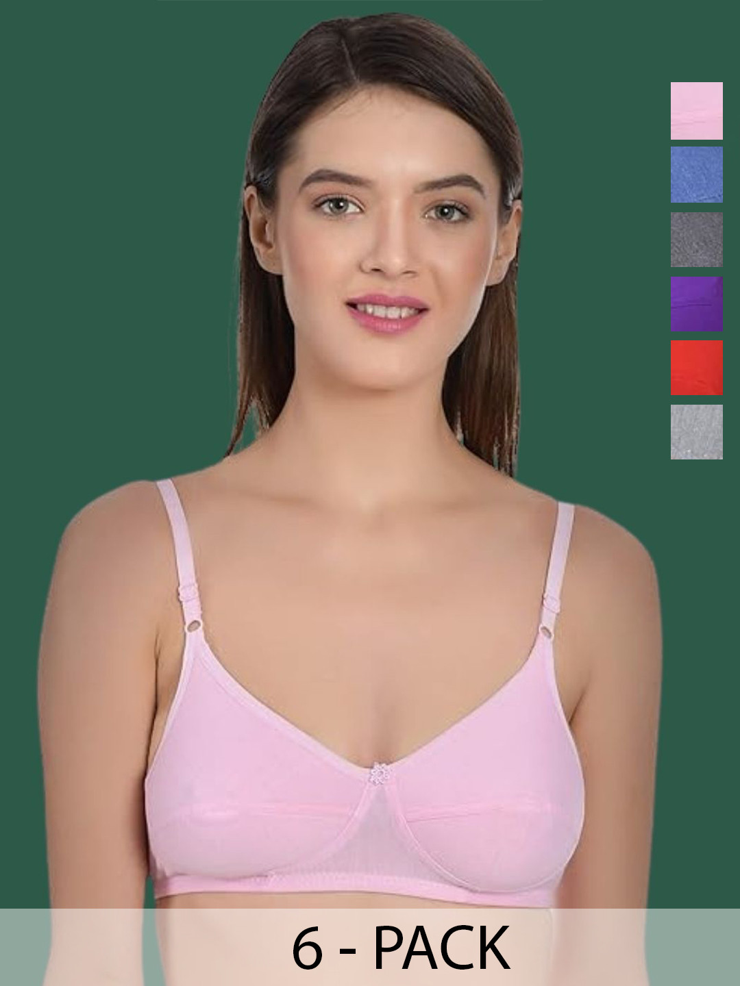 Aimly Women Pack of 6 T-shirt Medium Coverage Bra