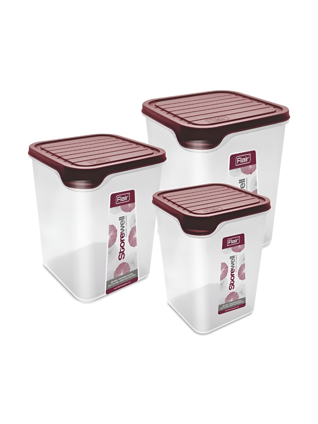 Flair Maroon Maroon 3 Pieces Easy to Clean Food Storage Container