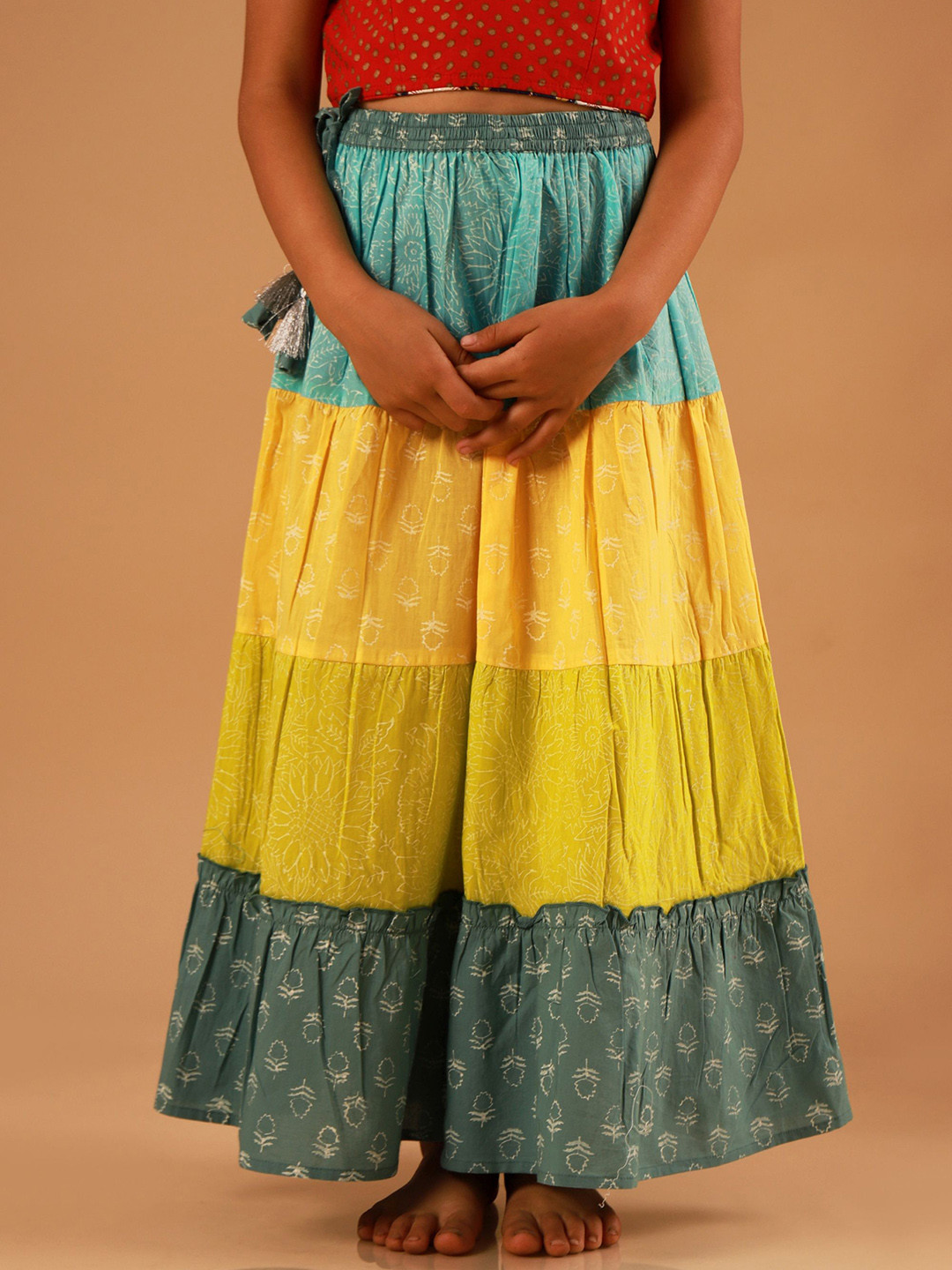 Sangria Girls Printed Pure Cotton Maxi Skirt