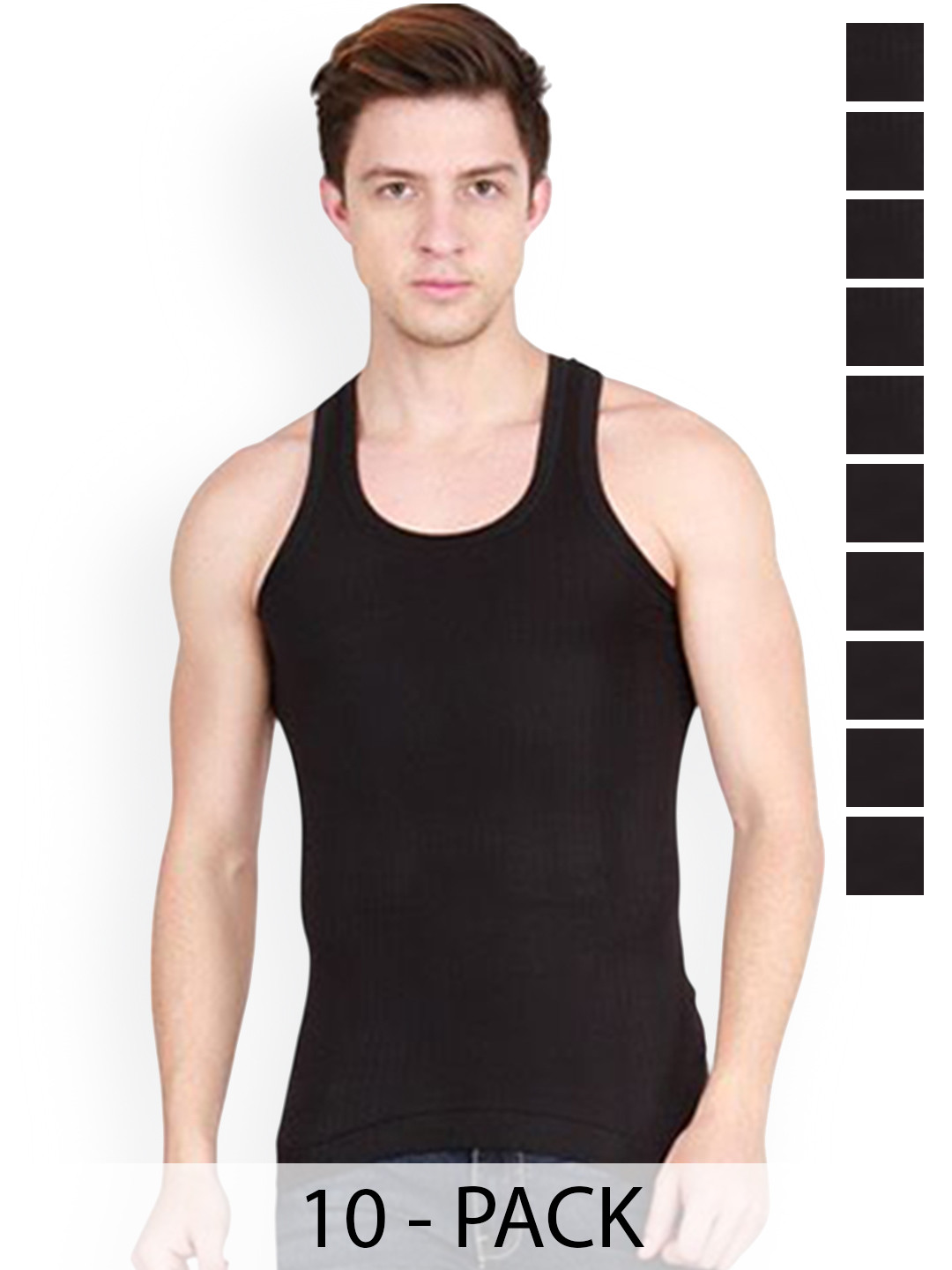 Rupa Men Pack Of 10 Pure Cotton Scoop Neck Vests