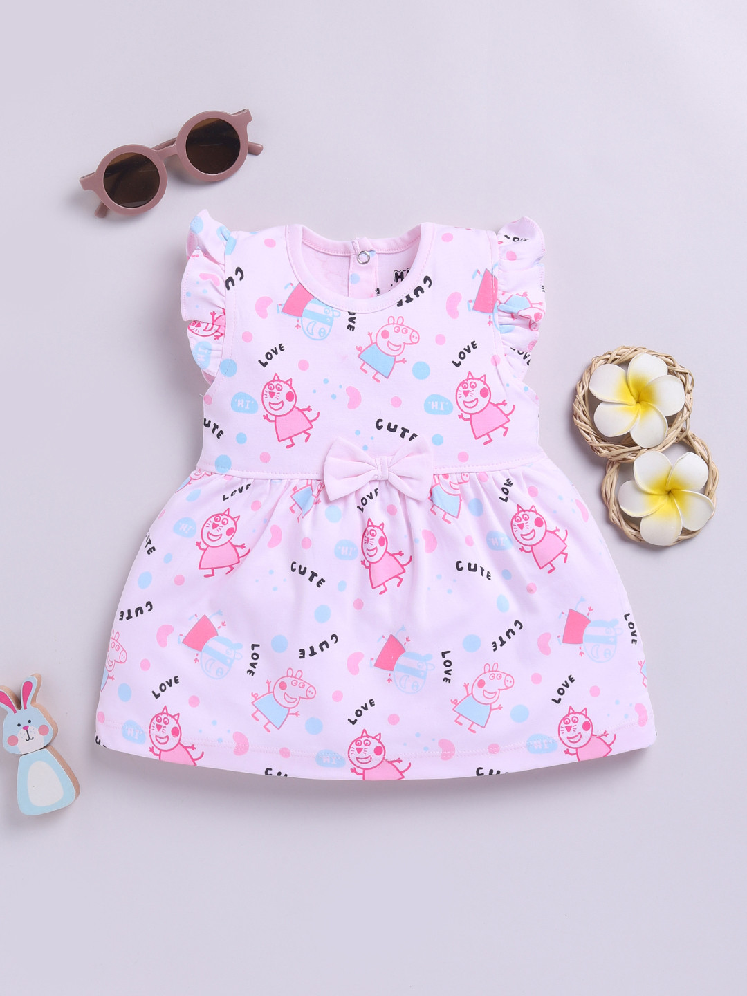 Happy Faces Infant Girls Printed Pure Cotton A-Line Dress