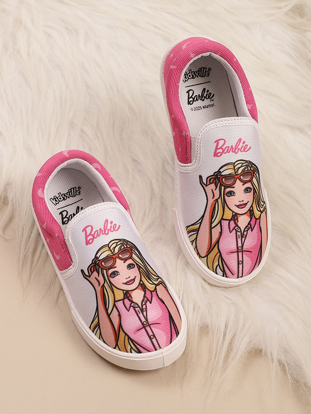 Kids Ville Girls Barbie Printed Slip-On Sneakers