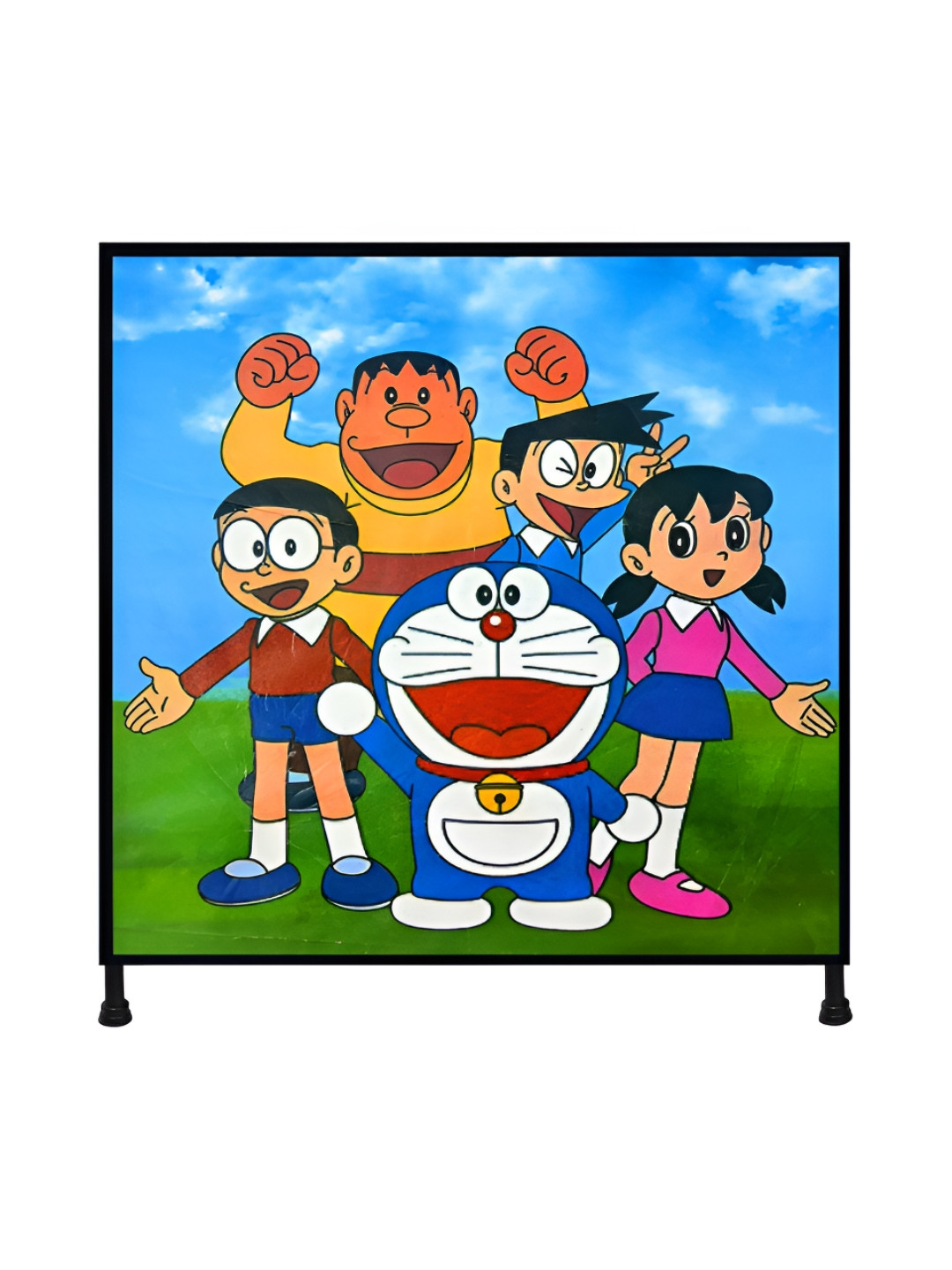 Rmerchants Blue & Yellow Doraemon Printed Cotton Laundry Bag