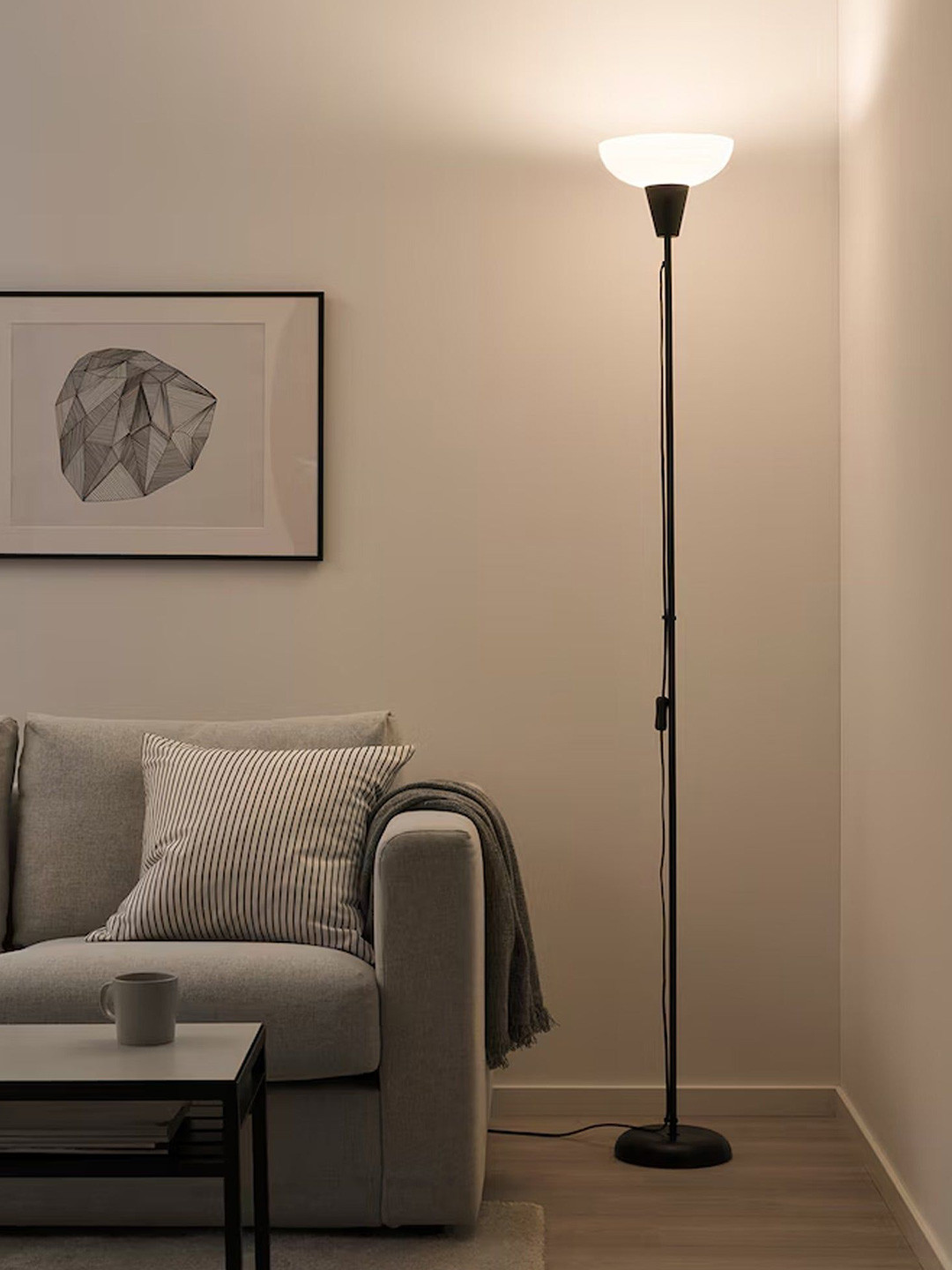 THE ARTMENT Black & White Glowis Semi-Sphere Artment Uplighter Floor Lamp