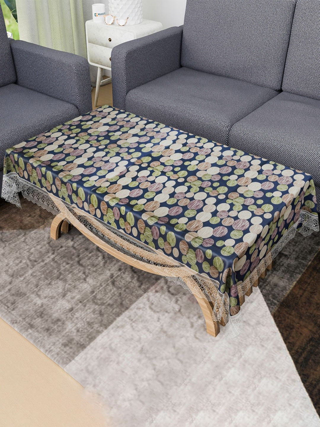 Aura Blue Dot Printed Waterproof 4-Seater Rectangle 1.48 m x 0.98 m PVC Table Cover