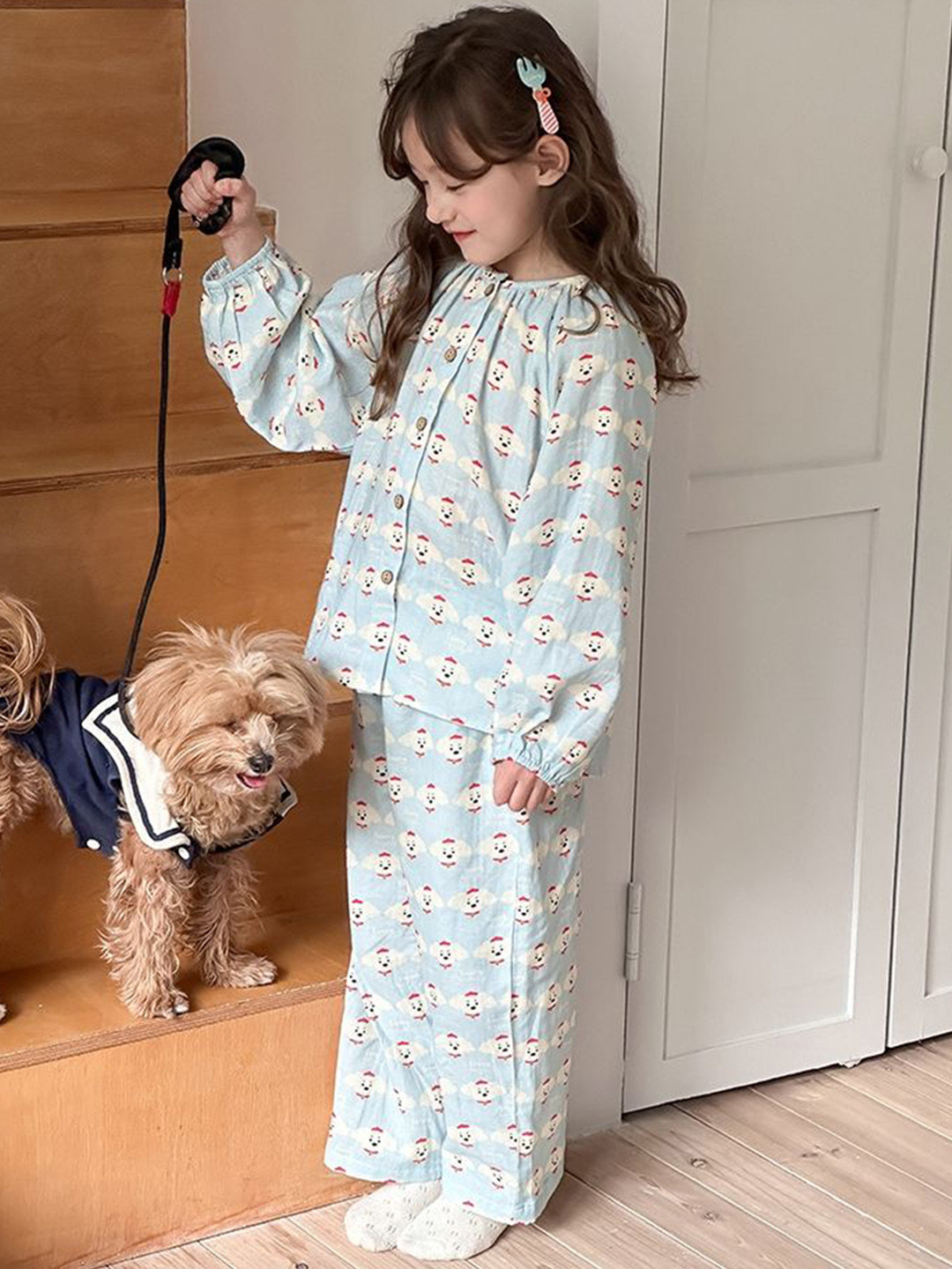 LULU & SKY Girl Printed Shirt & Pyjama Pants Pure Cotton Night suit