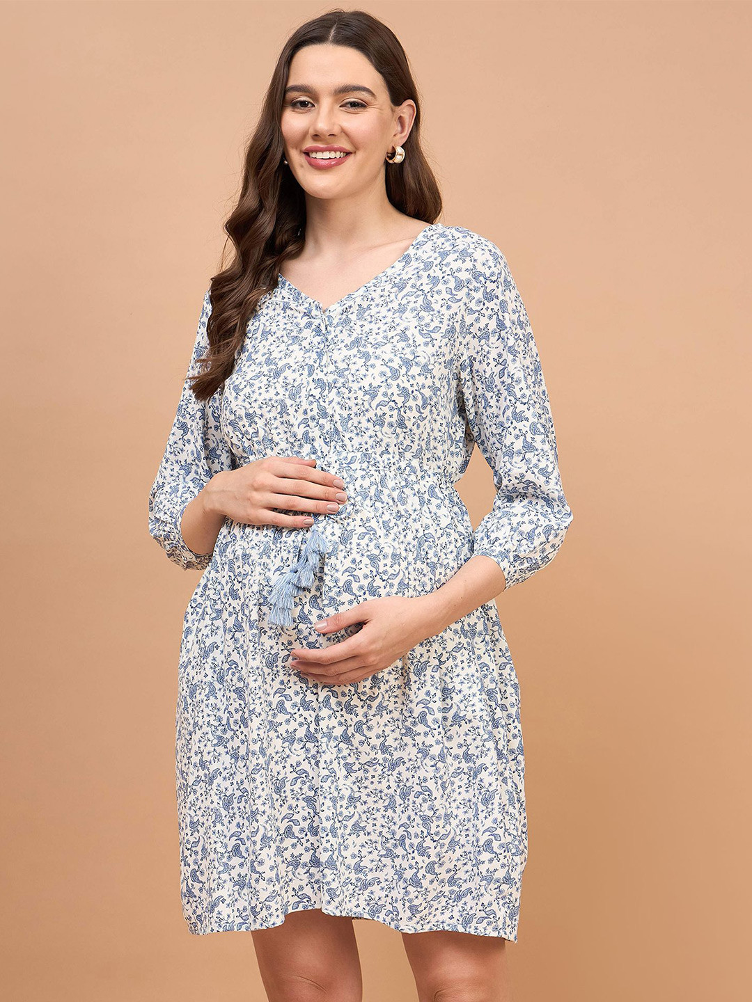 Shades of Sabi Floral Print Mini Maternity Dress