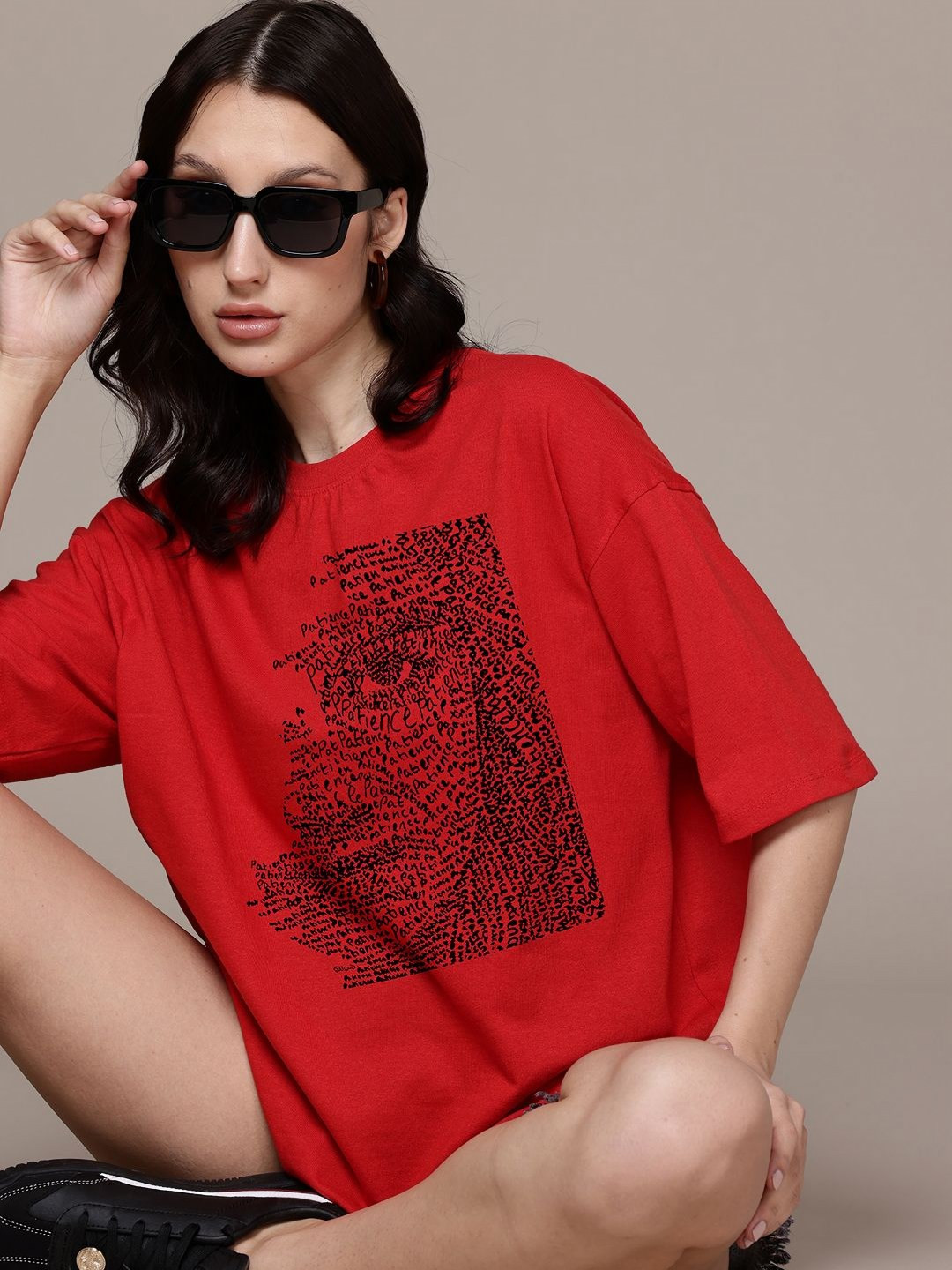 Moda Rapido Women Printed Drop-Shoulder Sleeves T-shirt