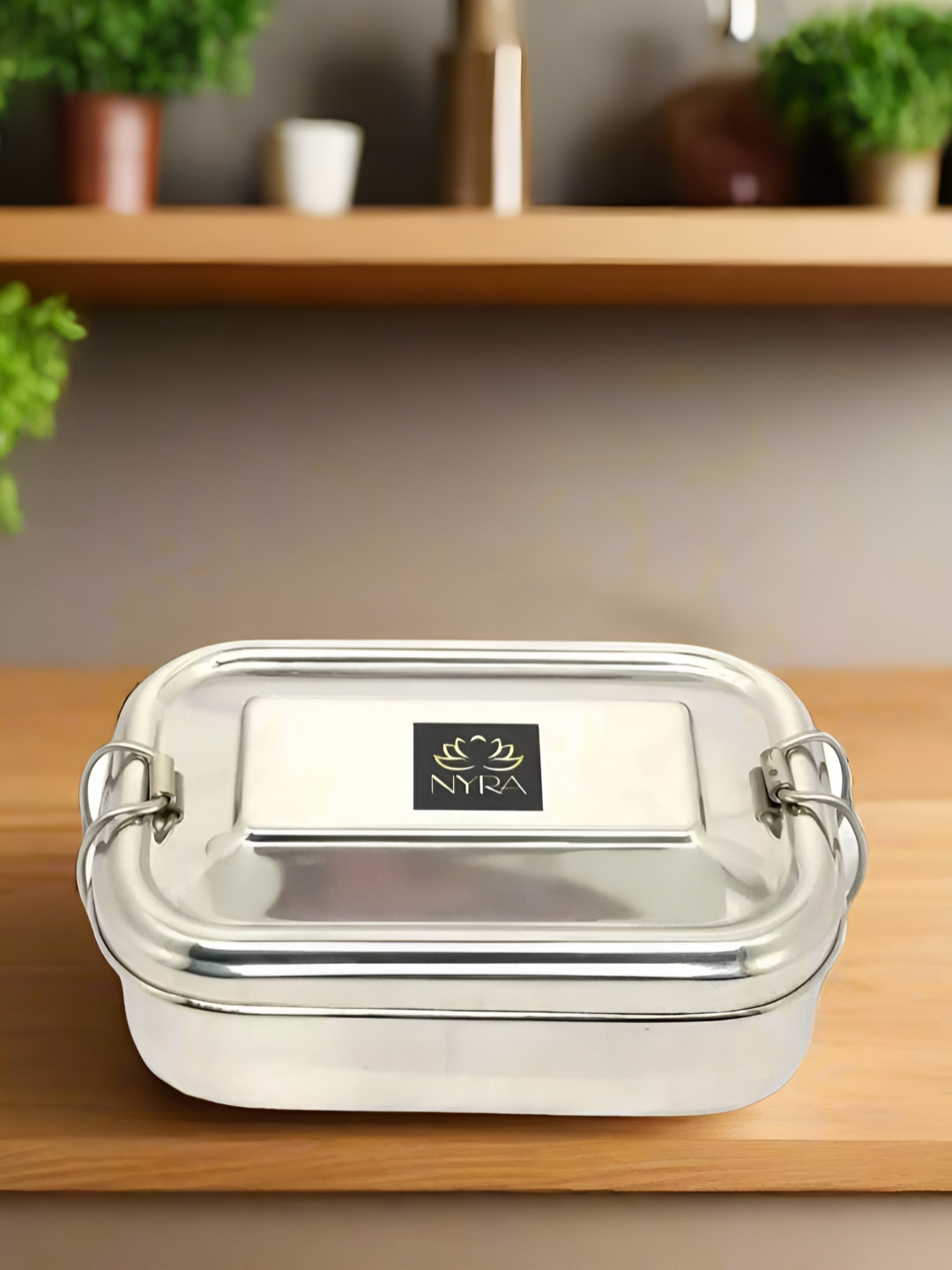 Nyra Kitchenware Small Stainless Steel Dishwasher Safe Lunch Box With Spoon and Fork