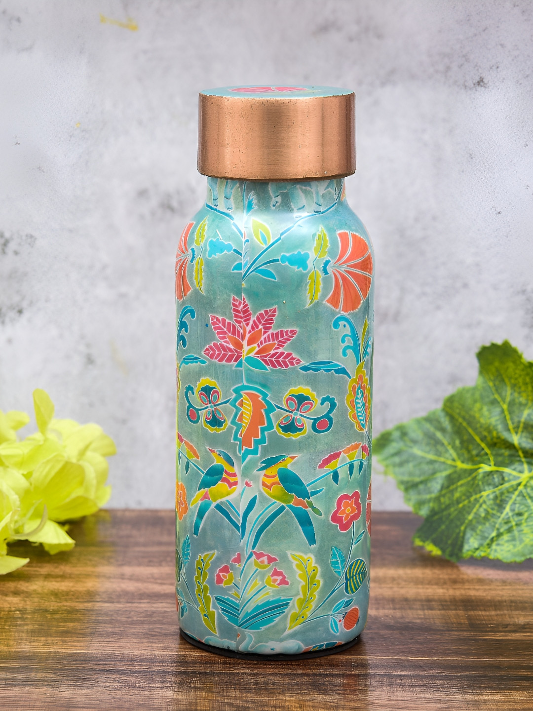 oggn Pomegranate Green Conversational Copper Spill Proof Water Bottle - 500ml