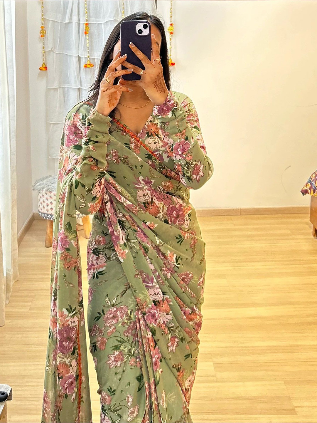 Moda Rapido Floral Pure Georgette Ready to Wear Saree