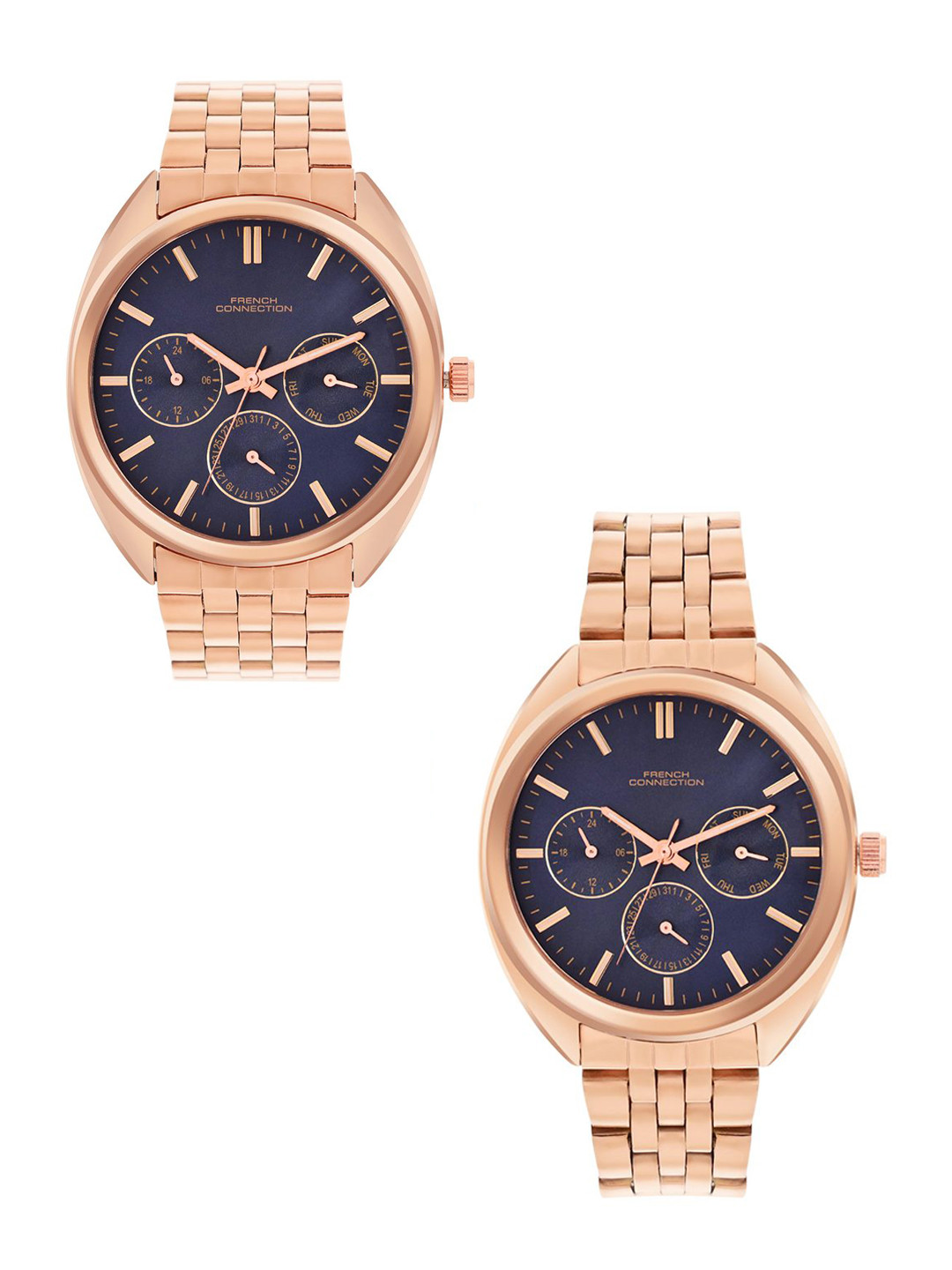 Unisex Pack of 2 Stainless Steel Analogue Couple Watch-FCN0113RGM