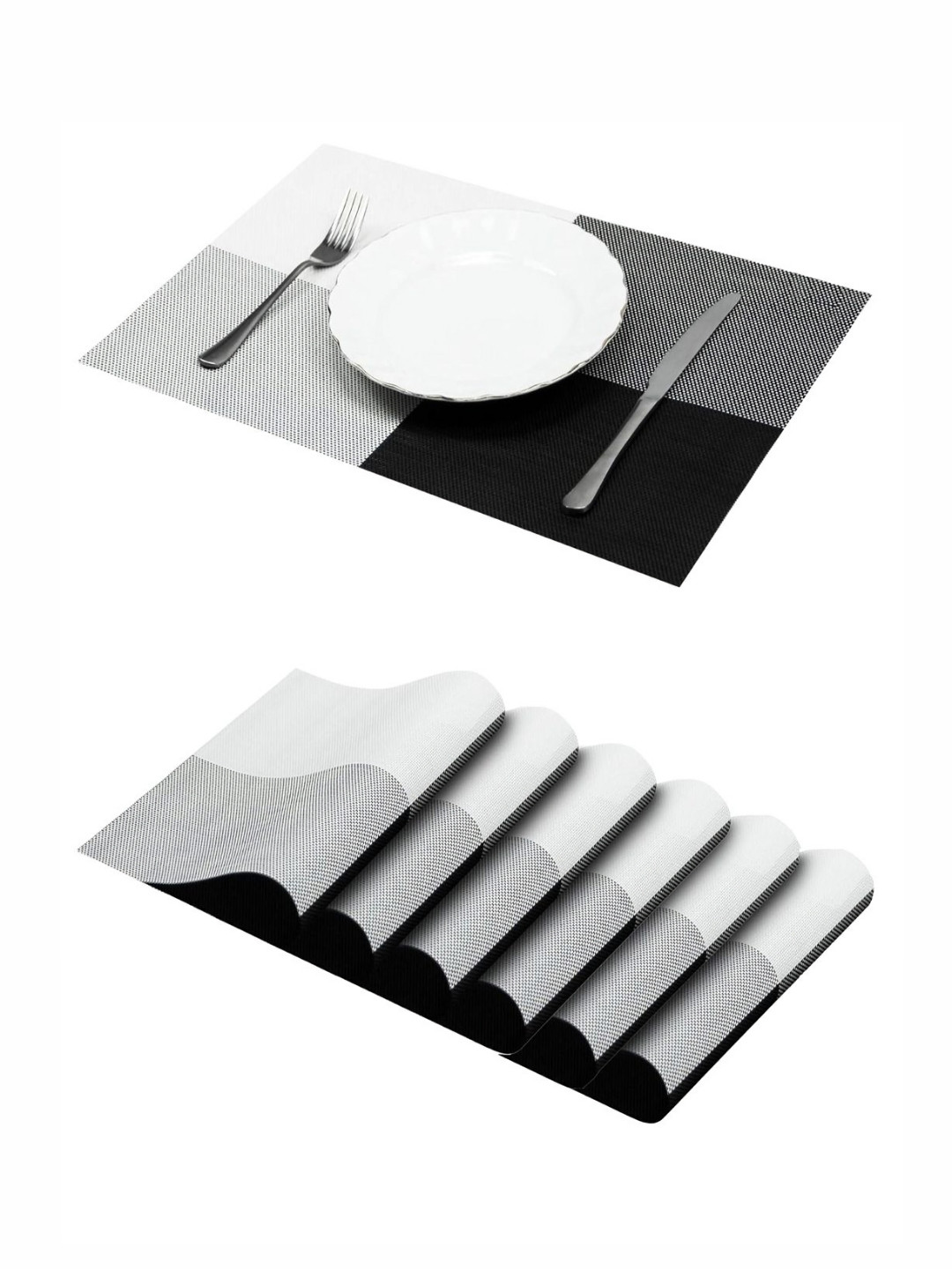 YELONA Set Of 6 Grey & White Heat Resistant, Table Placemats