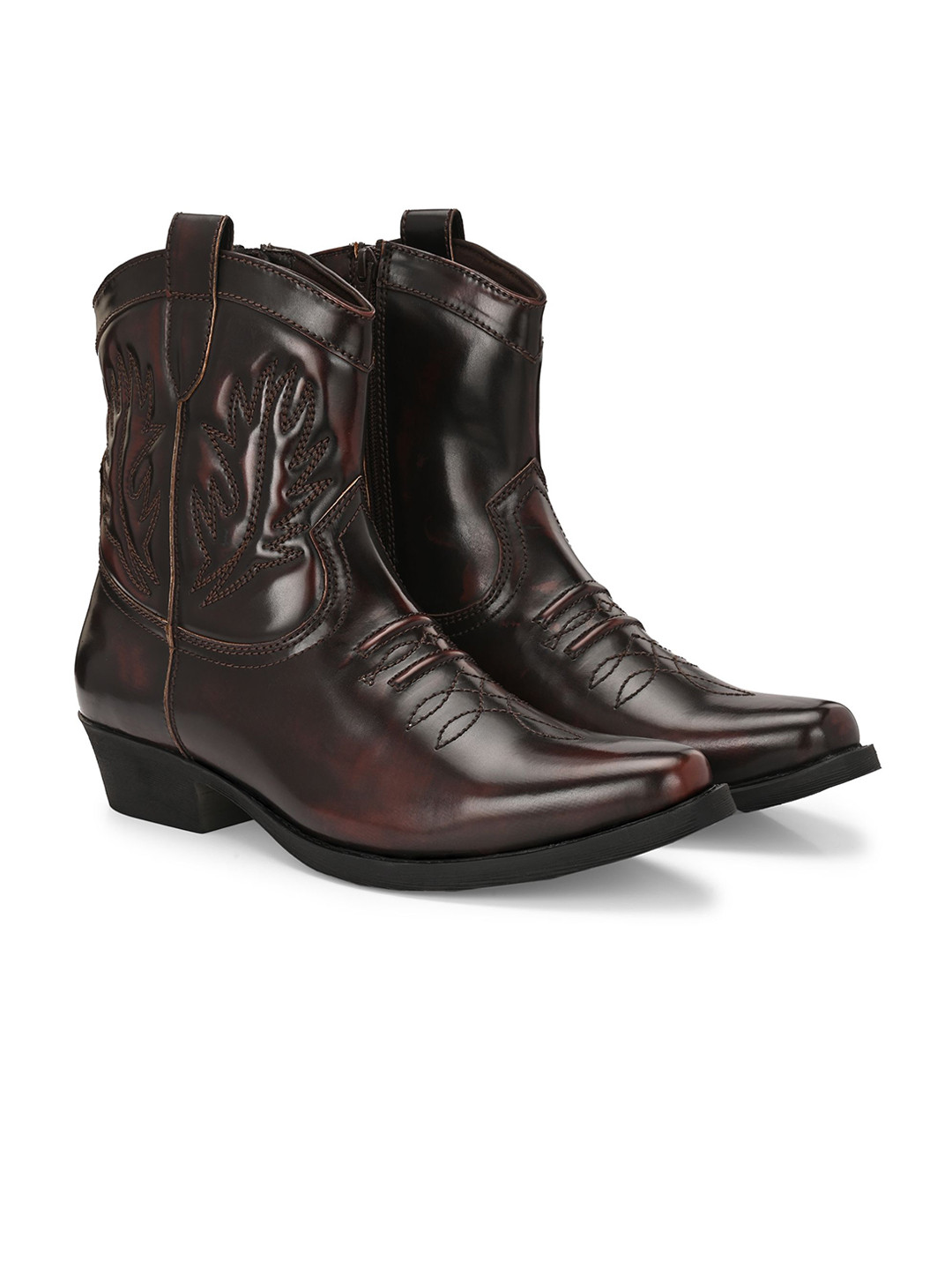 Delize Men Cowboy Ankle Cuban Heel Boots