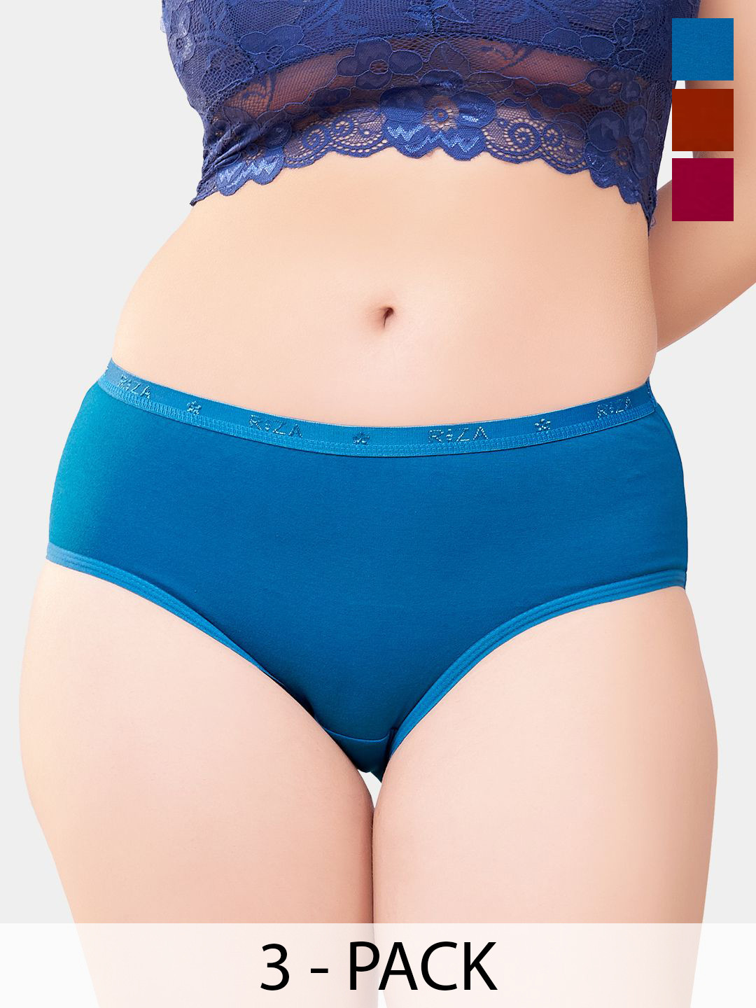 Trylo Komal Pack Of 3 Women Full Hip Coverage Cotton Fabric Hipster Outer Elastic Briefs