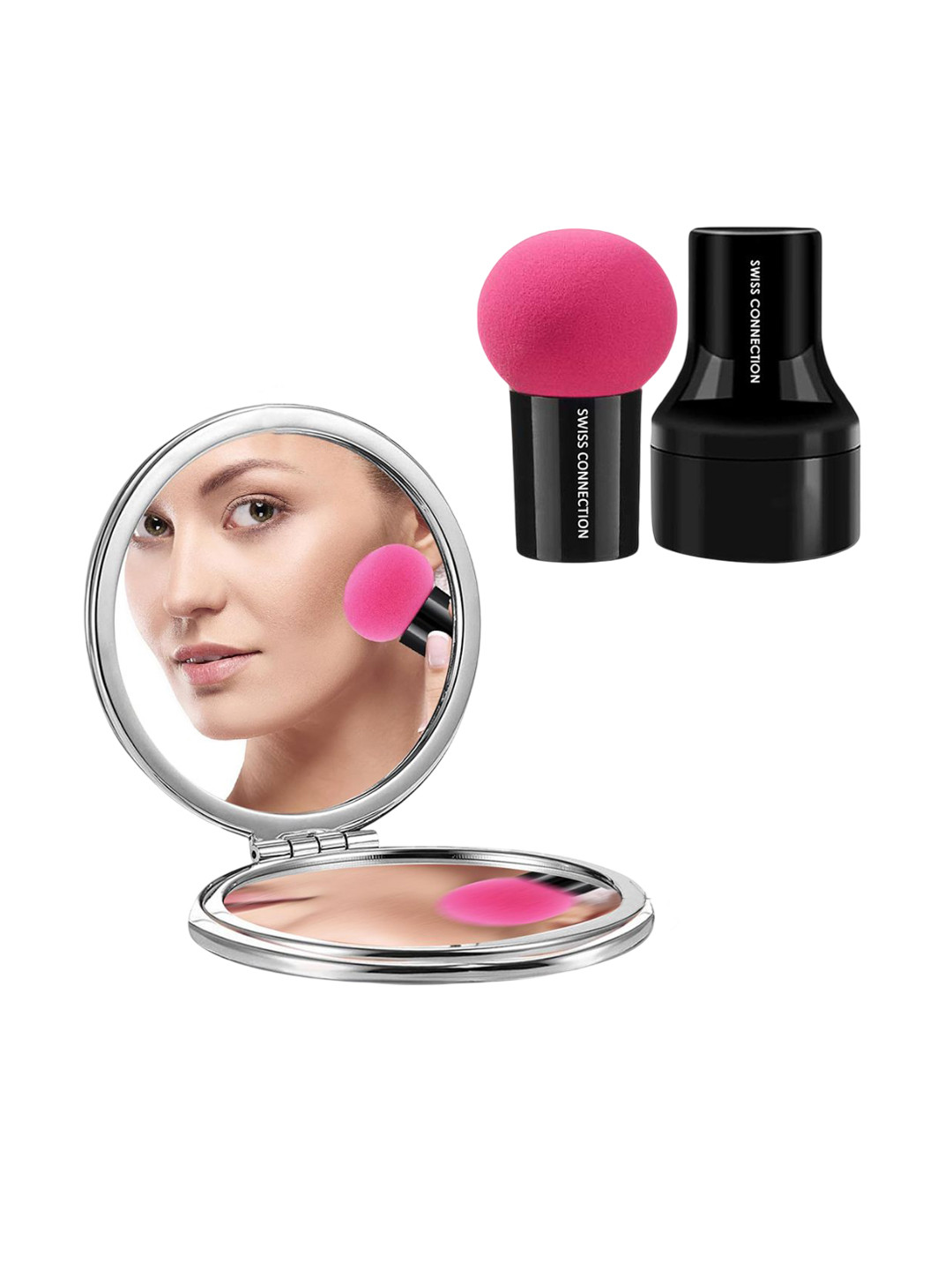 Swiss Connection Portable Mirror With Mushroom Sponge