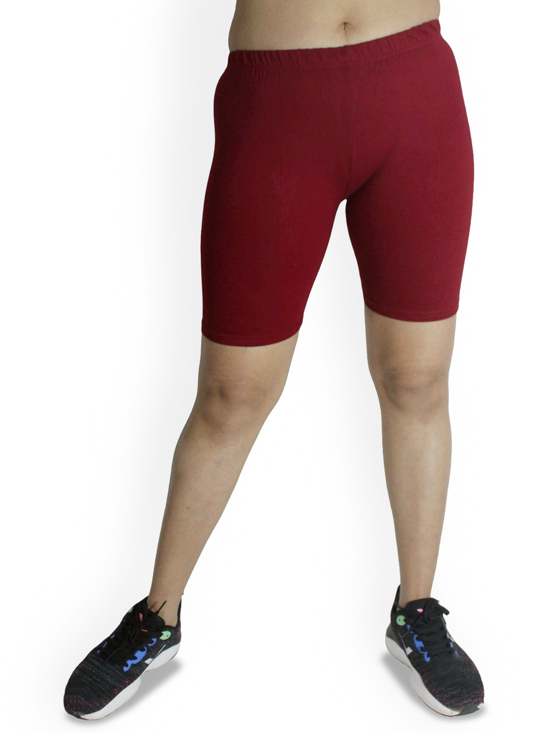 Maroon Solid Mid-Rise Running Sports Shorts