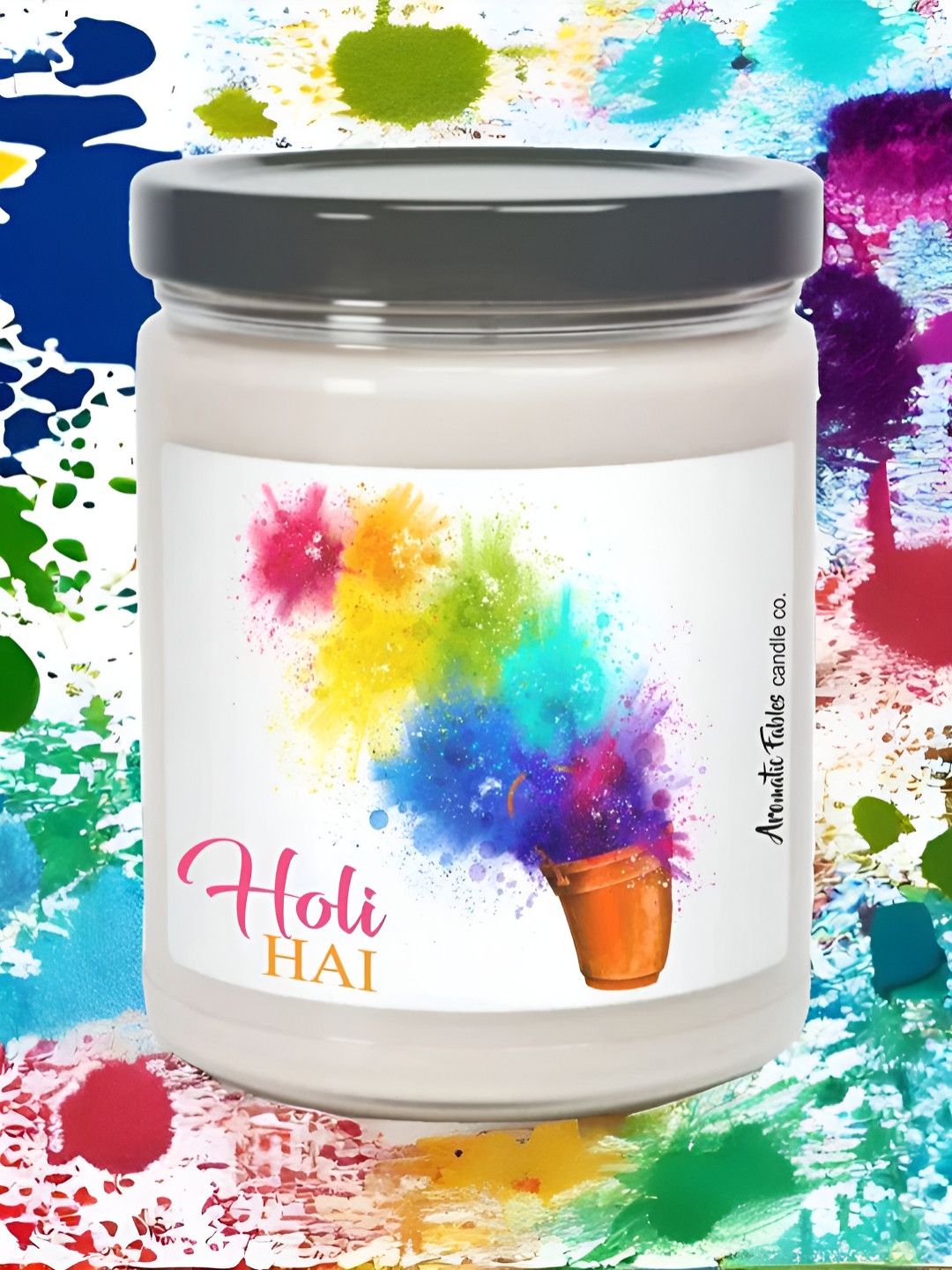 Aromatic Fables Citrus Splash Holi Scented 1 Wick Solid Round Regular Jar Candles