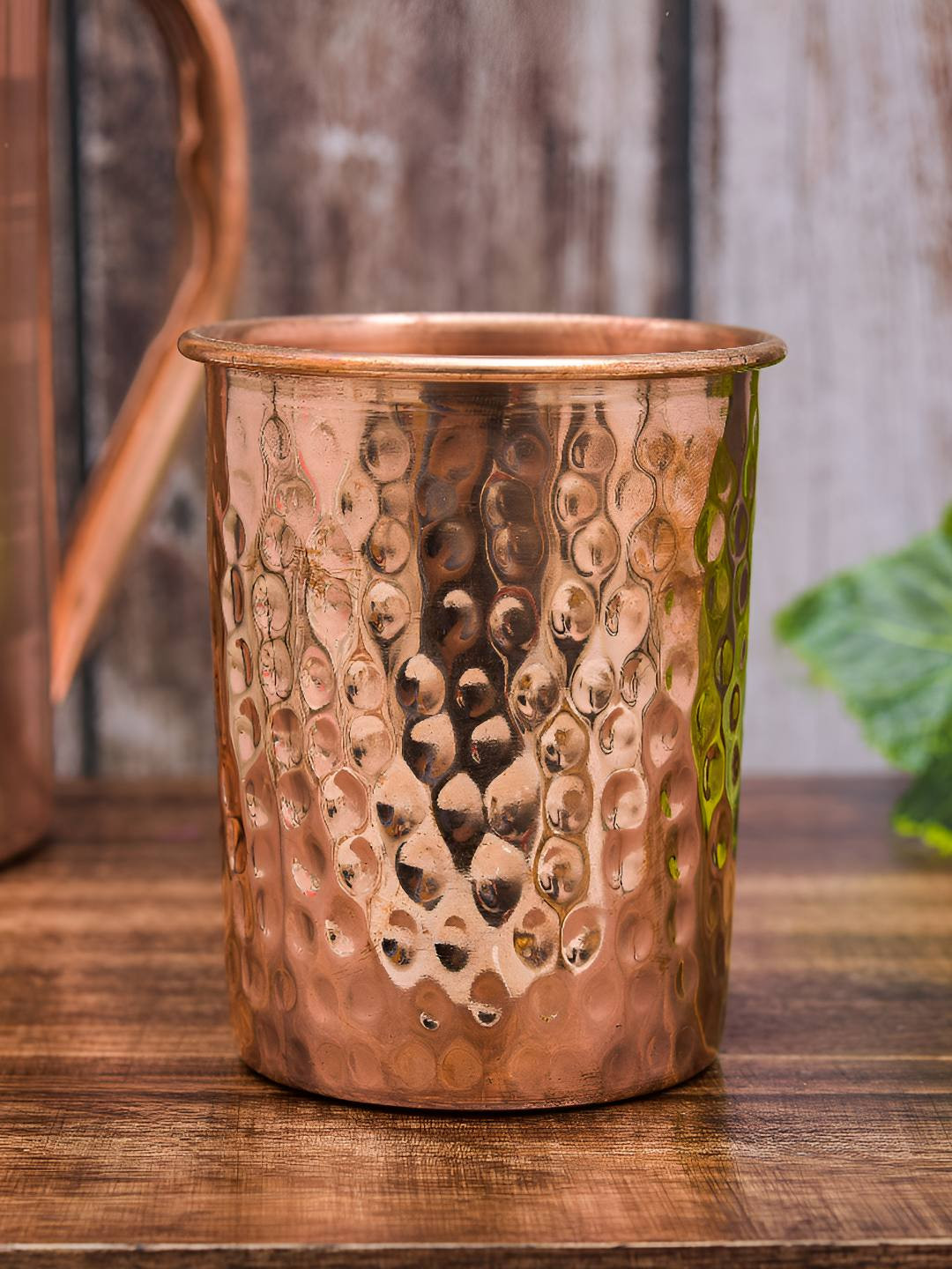 oggn Sutra Copper-Toned Copper Hammered Water Glass-250 ml