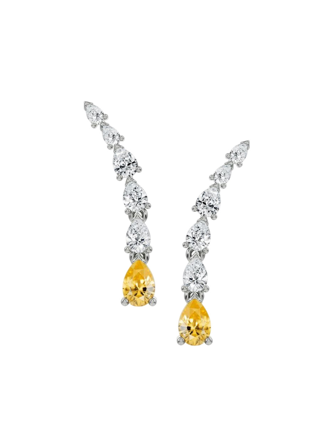 Emori Pear Cut Ear Climbers Lab Diamond in 14KT Gold Earring