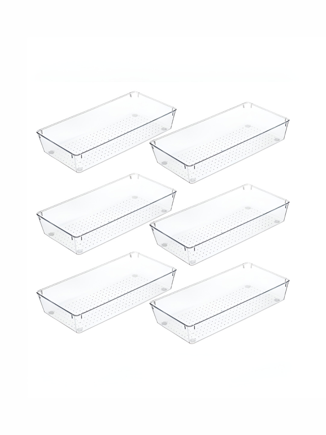 Aura Transparent 6 Piece Set Storage Organizer 6x12 Drawer Makeup Organiser