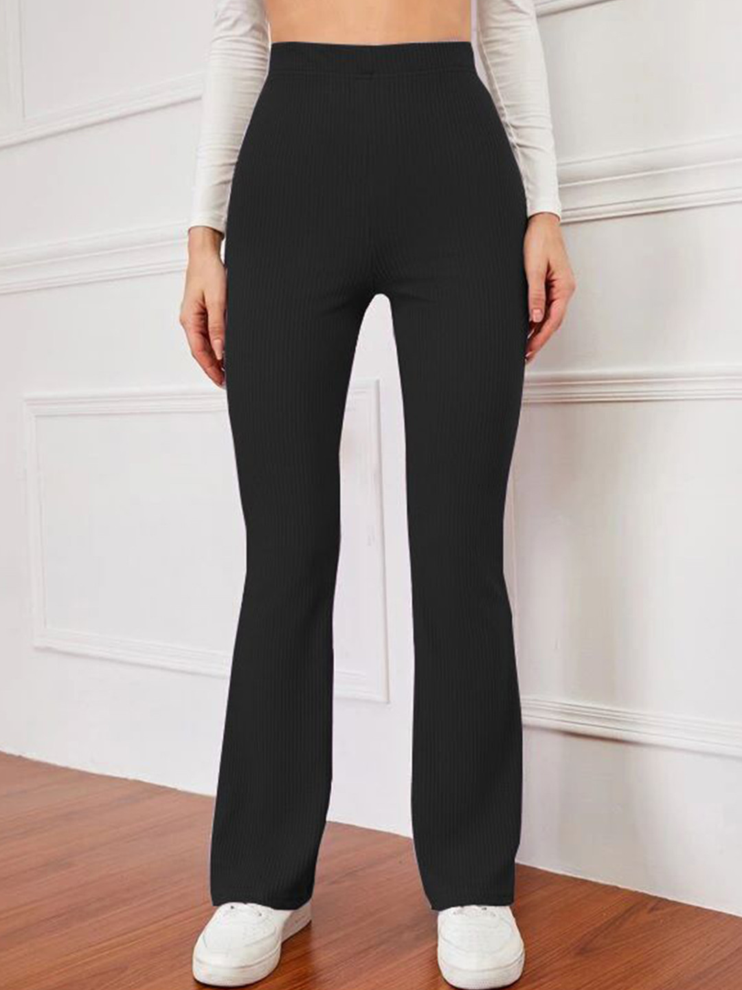 SZN Women Flared High-Rise Bootcut Trousers