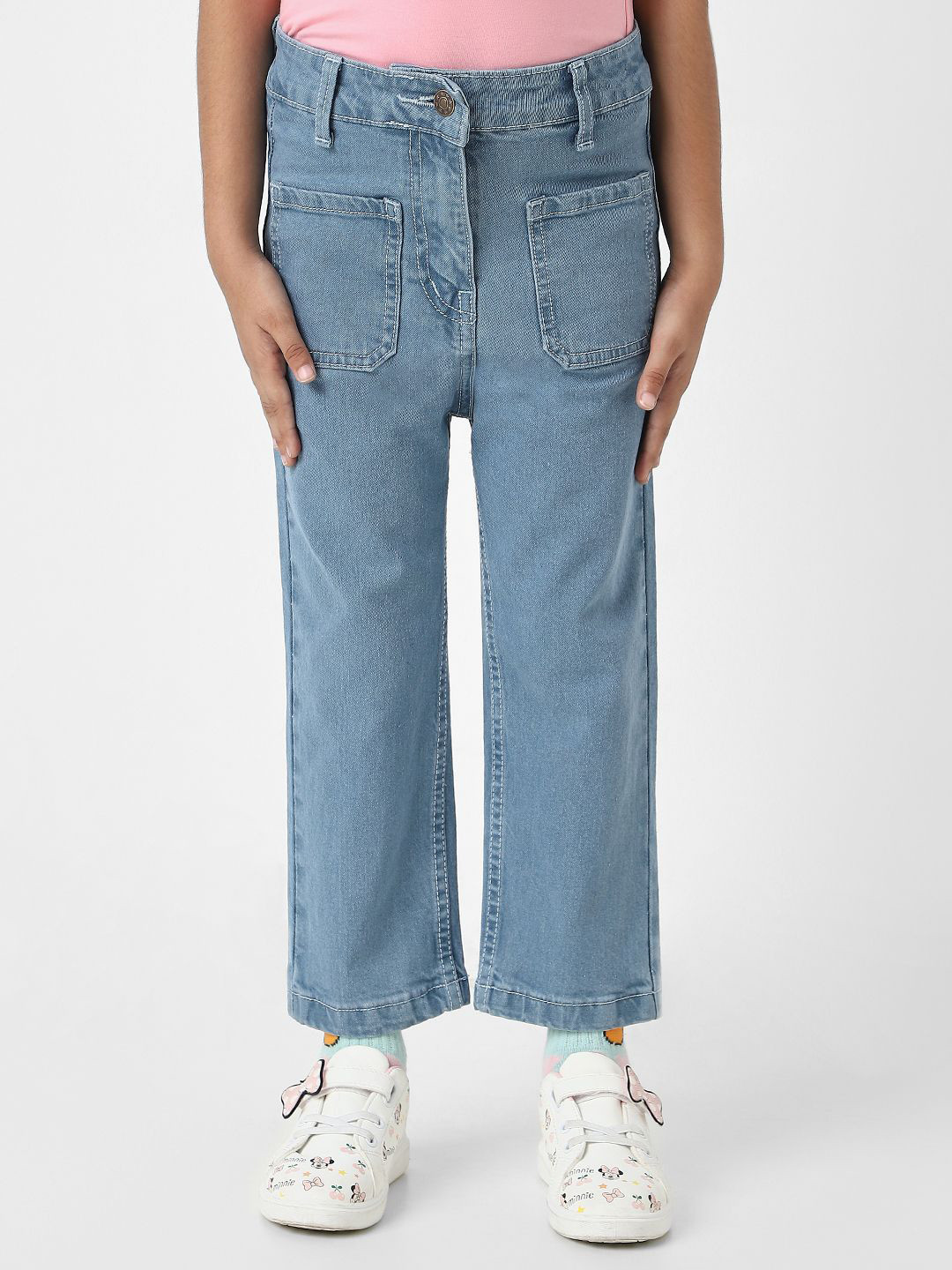 Nauti Nati Girls Jean Light Fade Stretchable Cotton Relaxed Fit Jeans