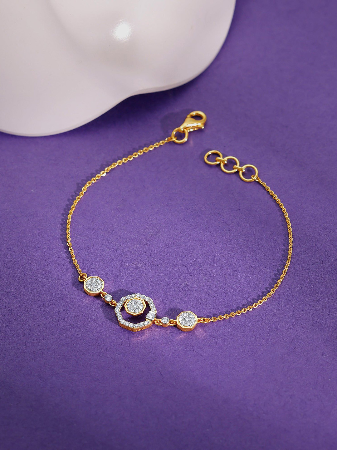 GIVA Women Gold Krystallos Diamond Bracelet-2.57 gms