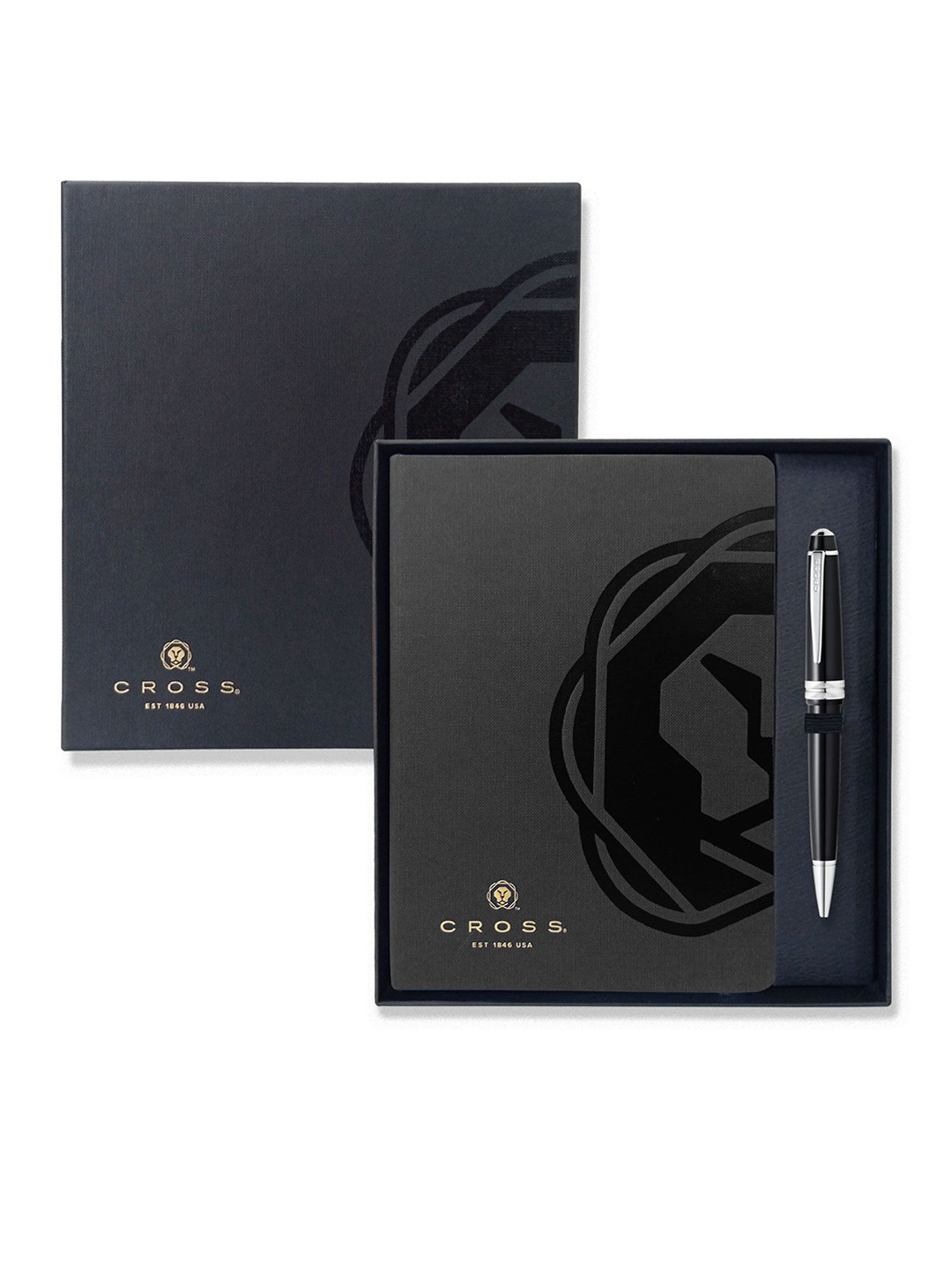 Cross Bailey Black Ball Point Pen With Notebook