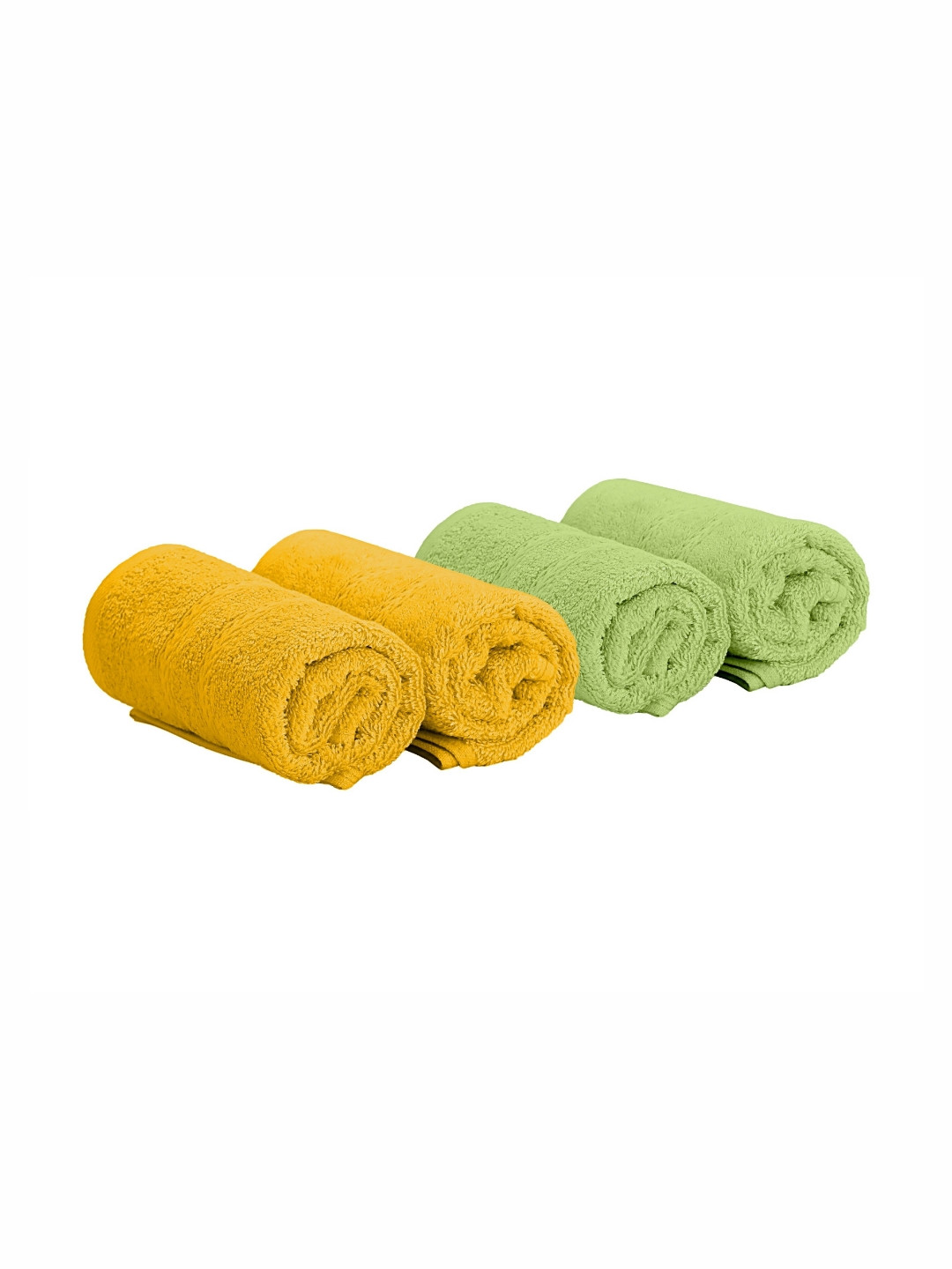 The Happy Pod 4 Piece Yellow & Green 530 GSM High Absorbent Bamboo Cotton Hand Towels