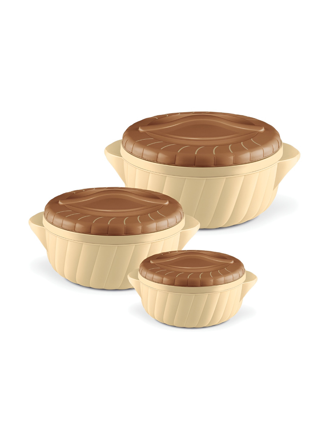 Milton Flora Jr 3 Pieces Silky Cream Insulated Inner Steel Casserole - 455ml,750ml & 1.25L