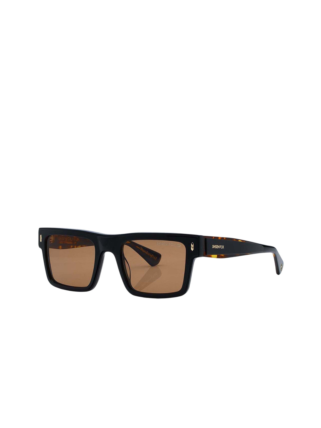 Shisen Fox Unisex Rectangle Sunglasses with Polarised and UV Protected Lens SG217-Black