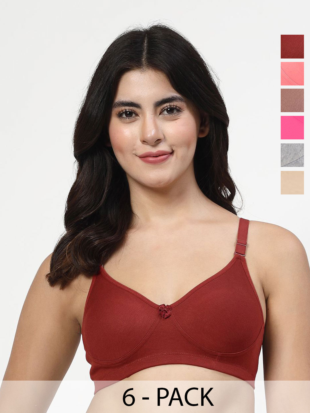 LILY Women Pack of 6 T-shirt Full Coverage bra