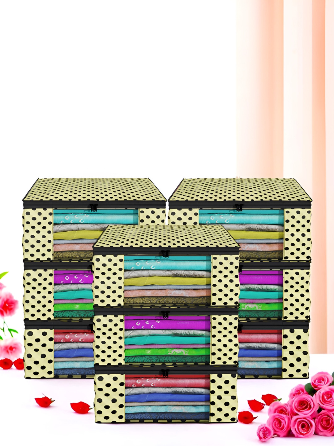 Myntra Elegant Homes Cream 9 Pcs Foldable Storage Non-Woven Saree Cover Organisers