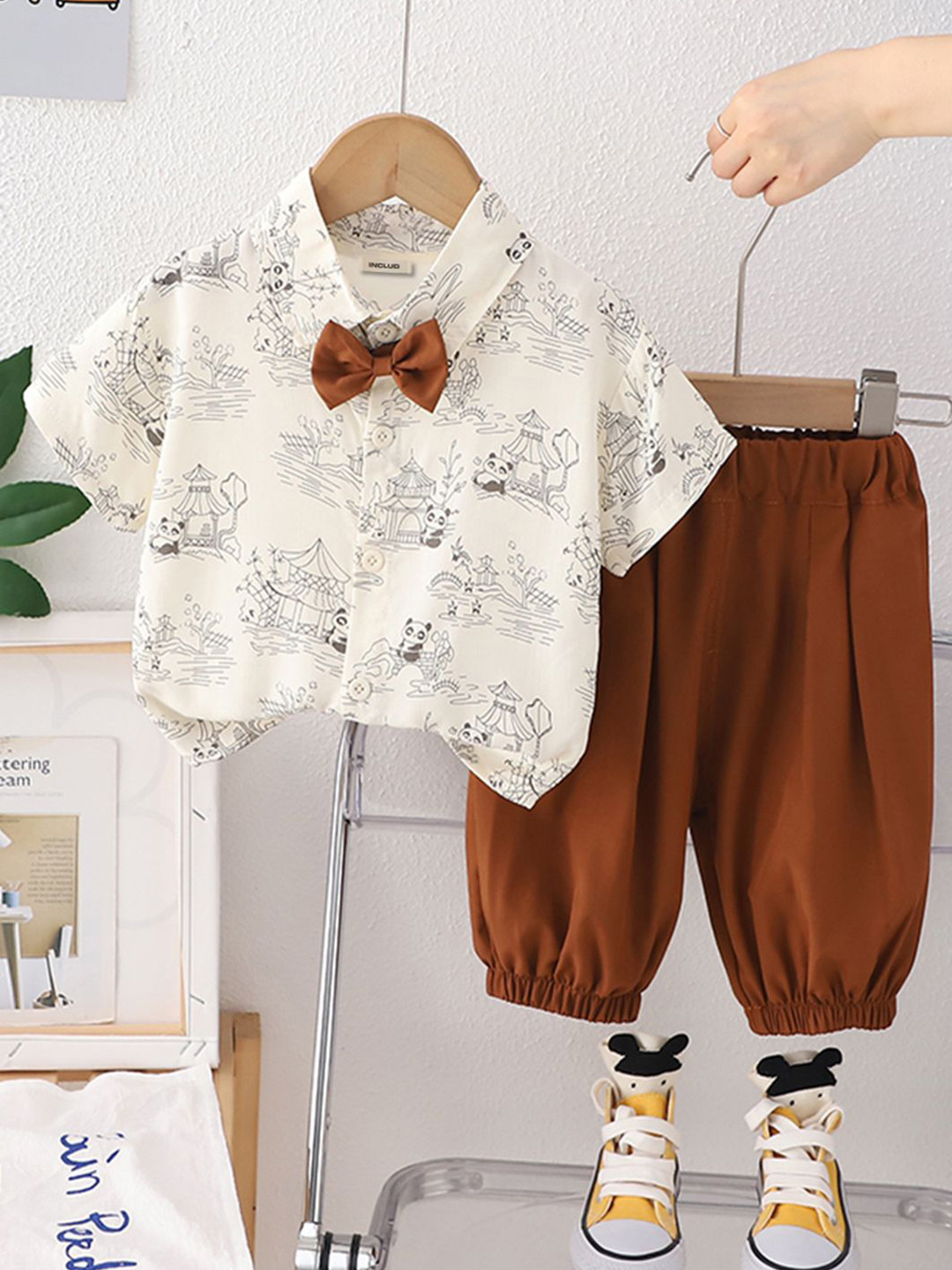 INCLUD Boys Panda Printed Shirt With Joggers