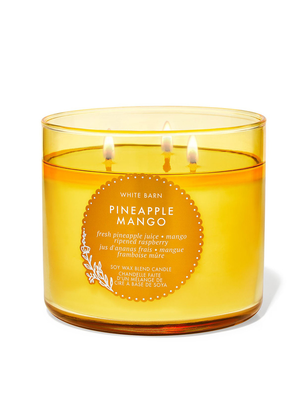Bath & Body Works Scented 3 Wick Pineapple Mango Solid Geometric Regular Jar Candles