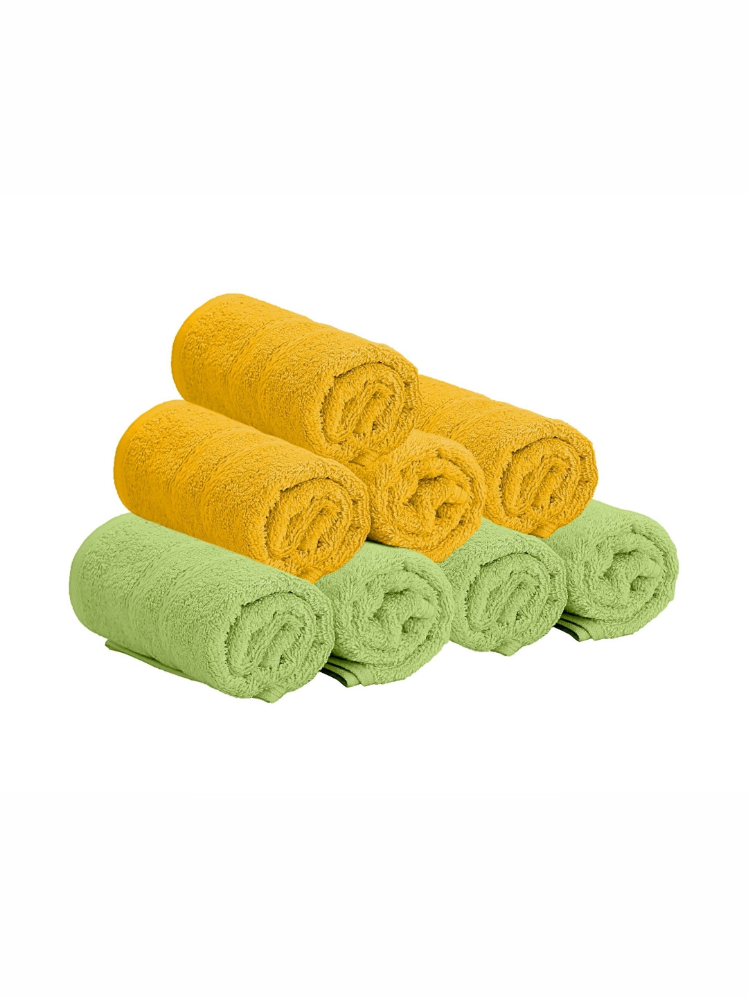 The Happy Pod 8 Piece Yellow & Green 530 GSM High Absorbent Bamboo Cotton Face Towels