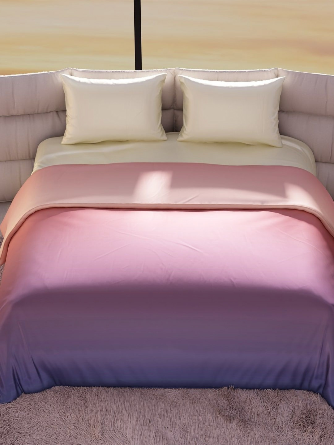 Stoa Paris Skies of Paris Peach-Coloured & Purple AC Room 150 GSM Double Bed Comforter