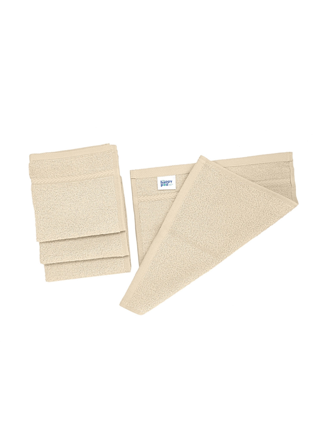 The Happy Pod 8 Piece Cream Colour 530 GSM High Absorbent Bamboo Cotton Face Towels