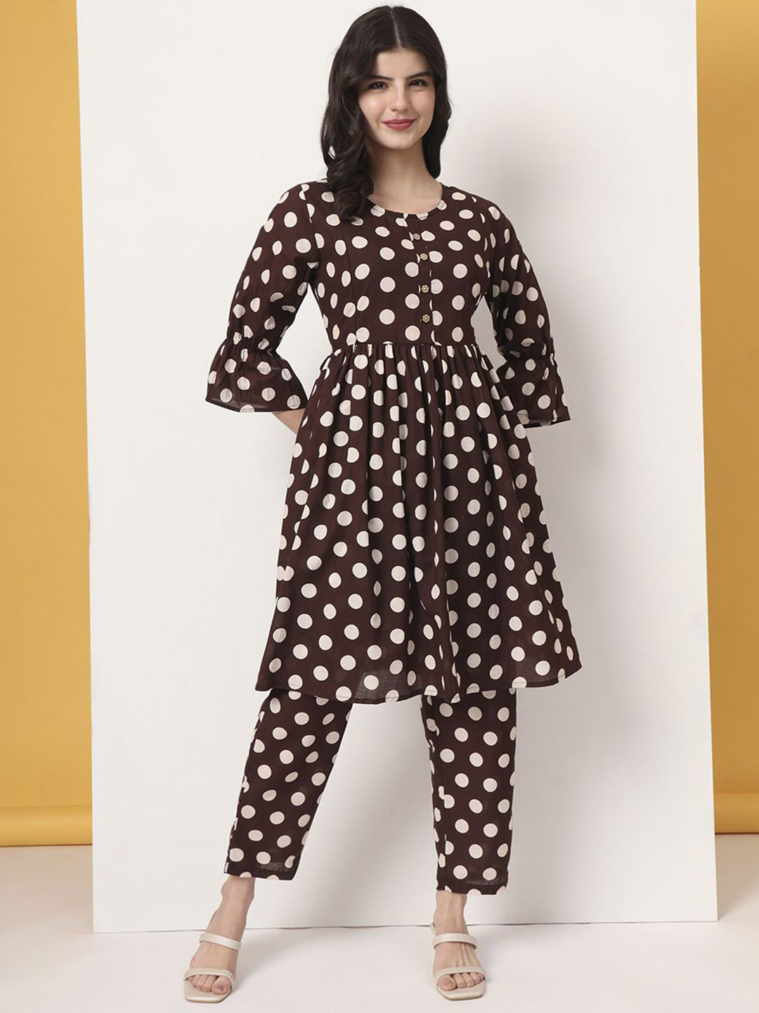 Yufta Women Ethnic Motifs Pleated Maternity Wear Pure Cotton Kurta with Trousers Set