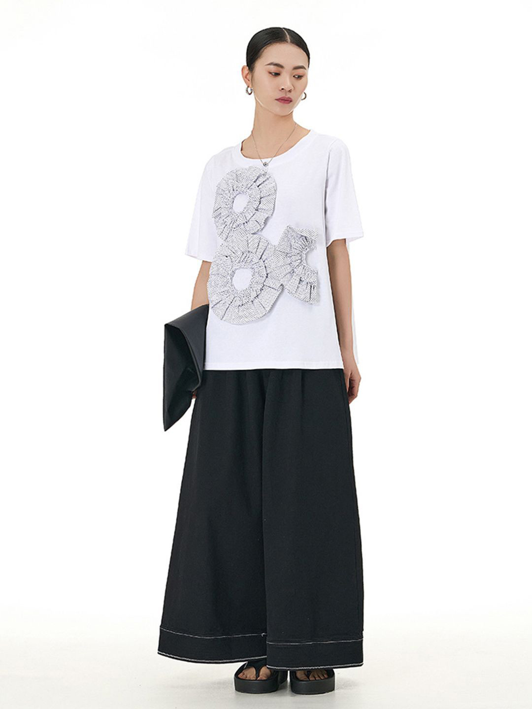 JC Collection Women White Color Round Neck Regular Sleeve Cotton Top