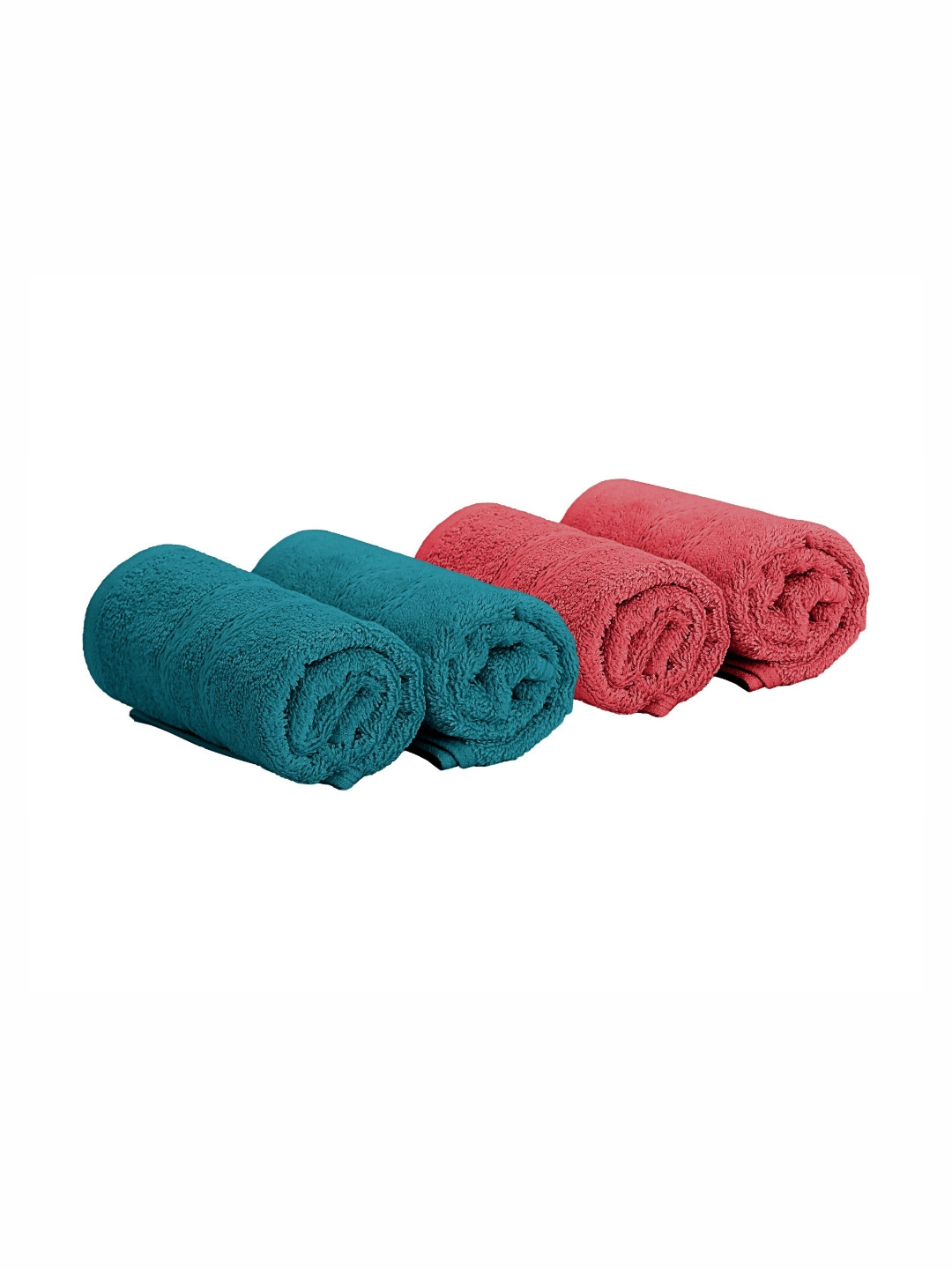 The Happy Pod 4-Pcs Teal & Rose 535 GSM Cotton Towel Set