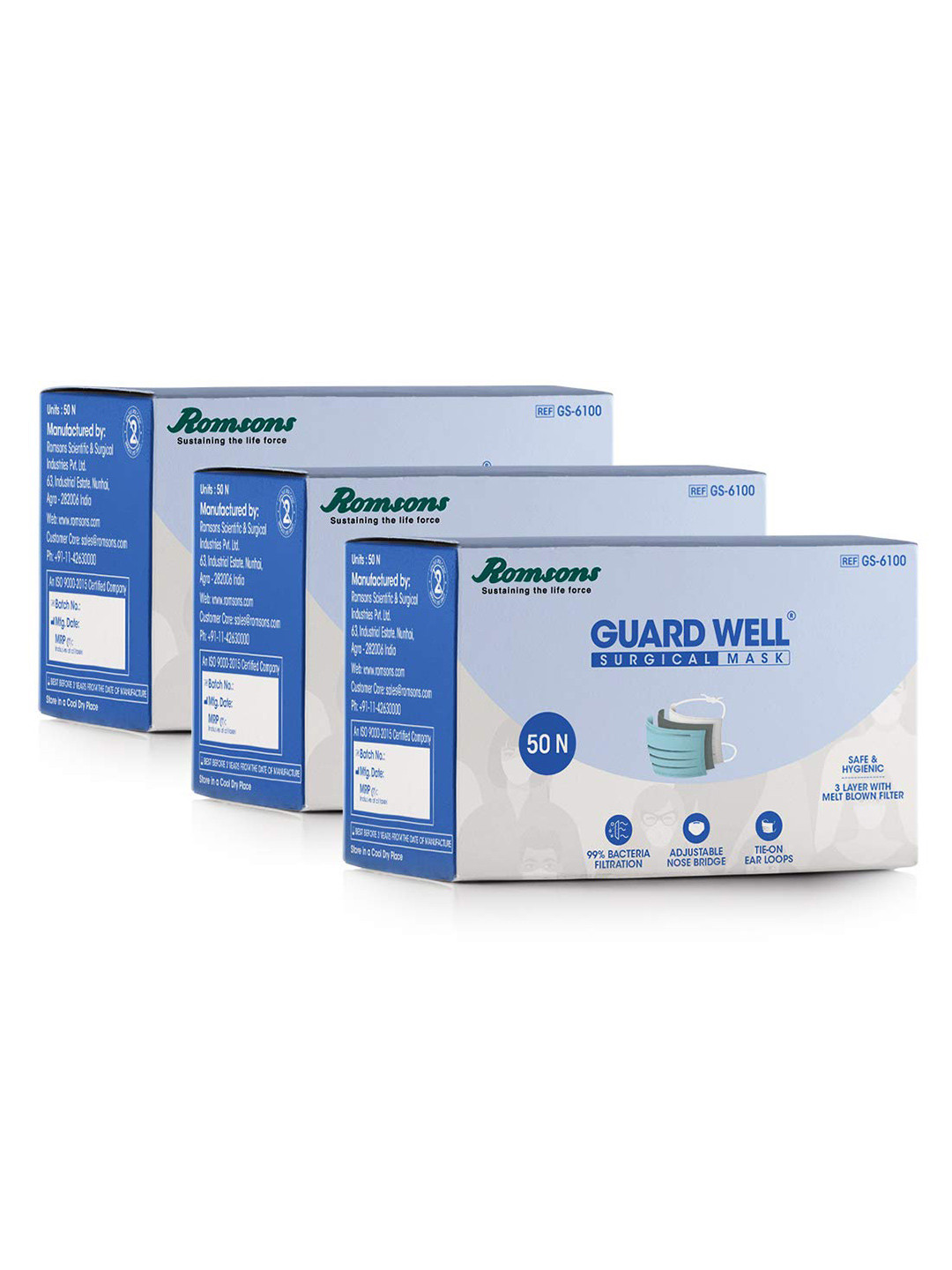 Romsons 150-Pcs 3-Ply Outdoor Anti-Pollution & Disposable Masks